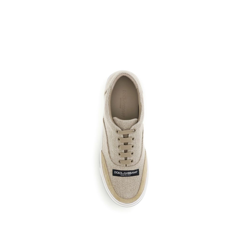 Dolce & Gabbana Beige Linen Low Top Sneakers | Regal Royce