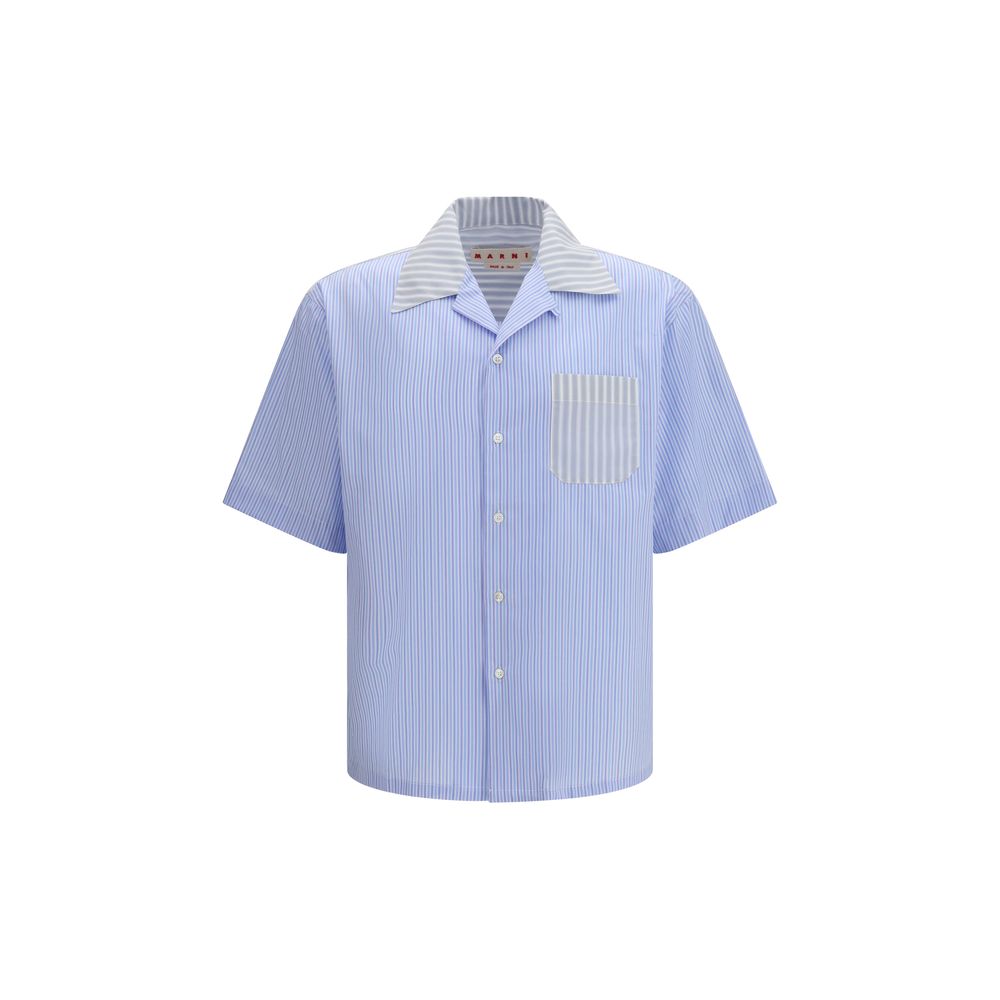 Marni Blue Cotton Pattern Shirt | Regal Royce