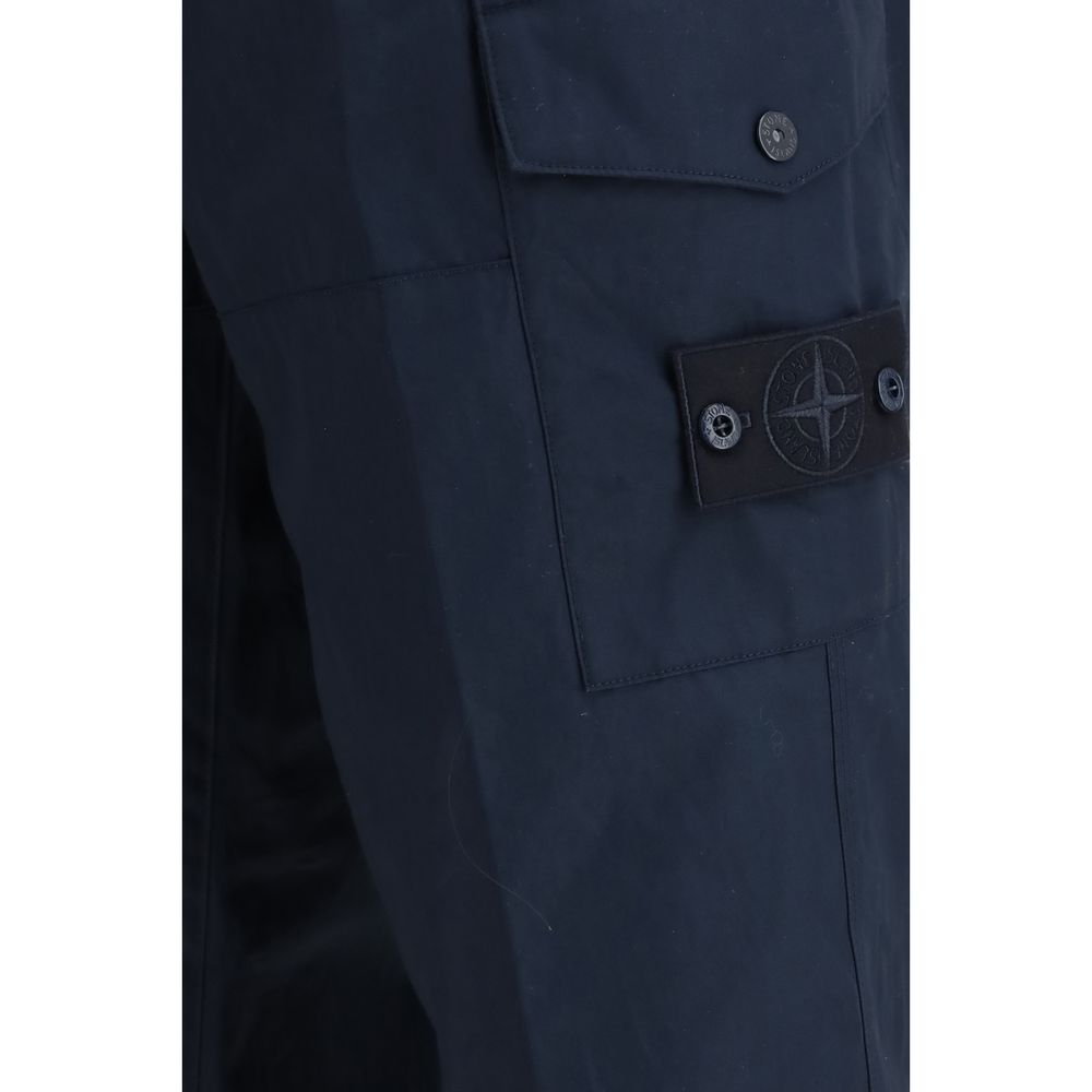 Stone Island Blue Cotton Cargo Pants | Regal Royce