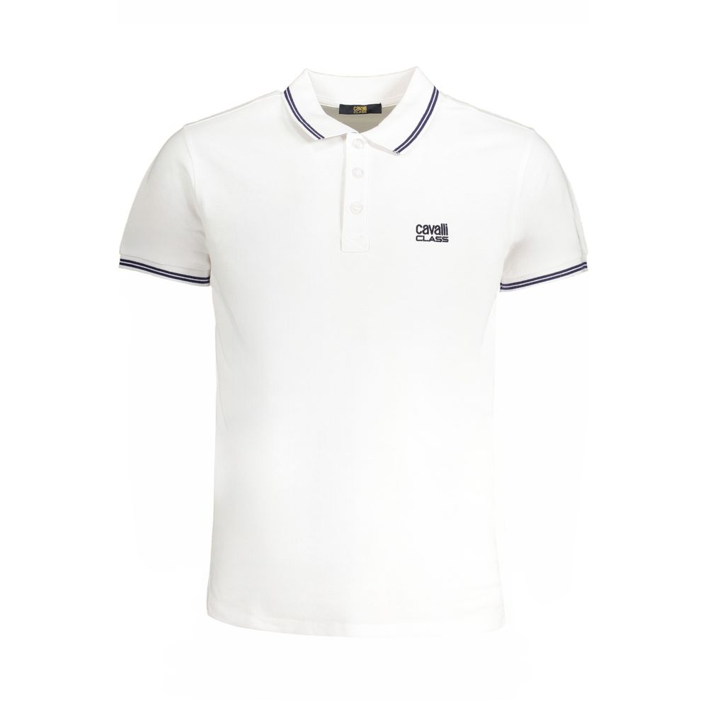Cavalli Class Bianco Cotton Men Polo | Regal Royce