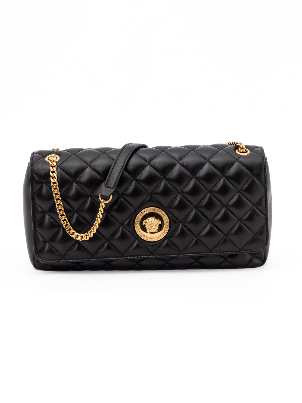 Versace Black Quilted Leather Shoulder Strap Bag | Regal Royce