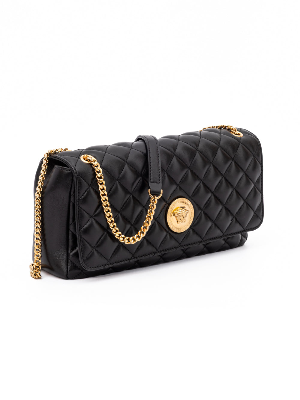 Versace Black Quilted Leather Shoulder Strap Bag | Regal Royce