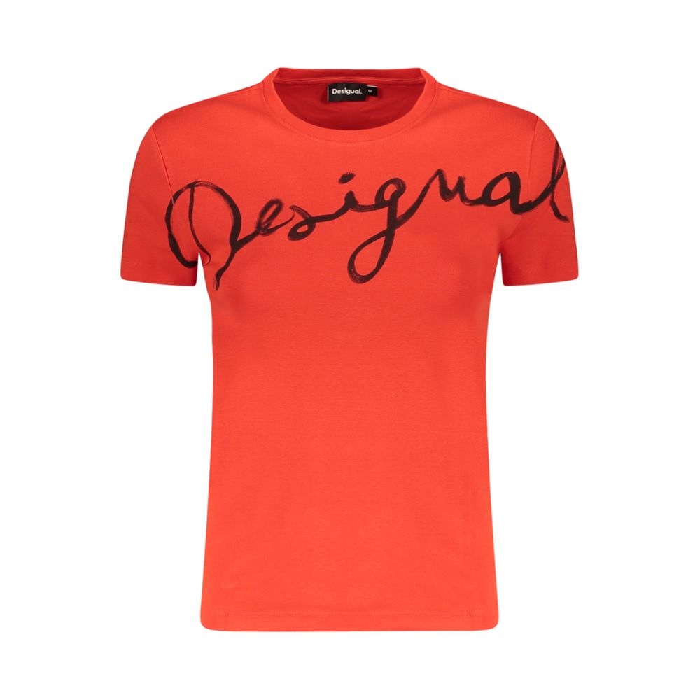 Desigual Rosso Cotton Women T-Shirt | Regal Royce