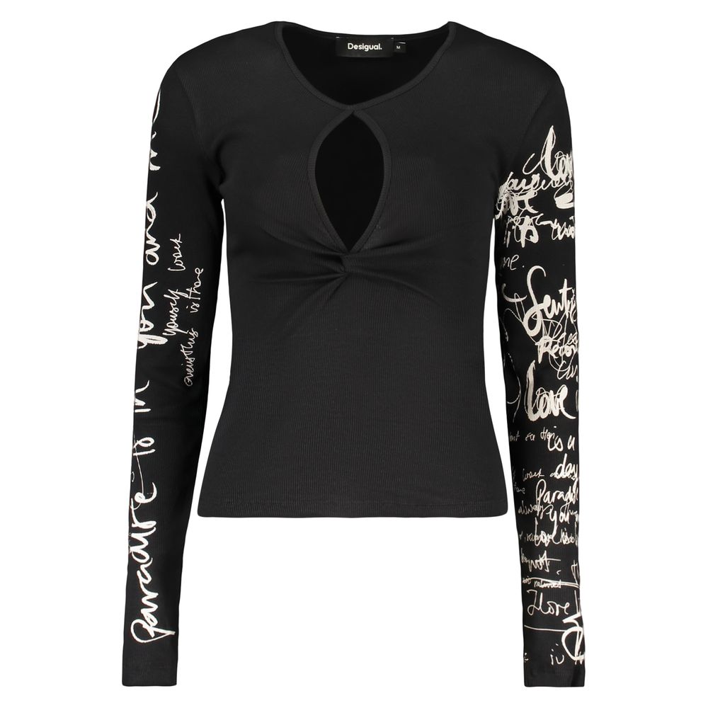Desigual Black Cotton Women Sweater | Regal Royce