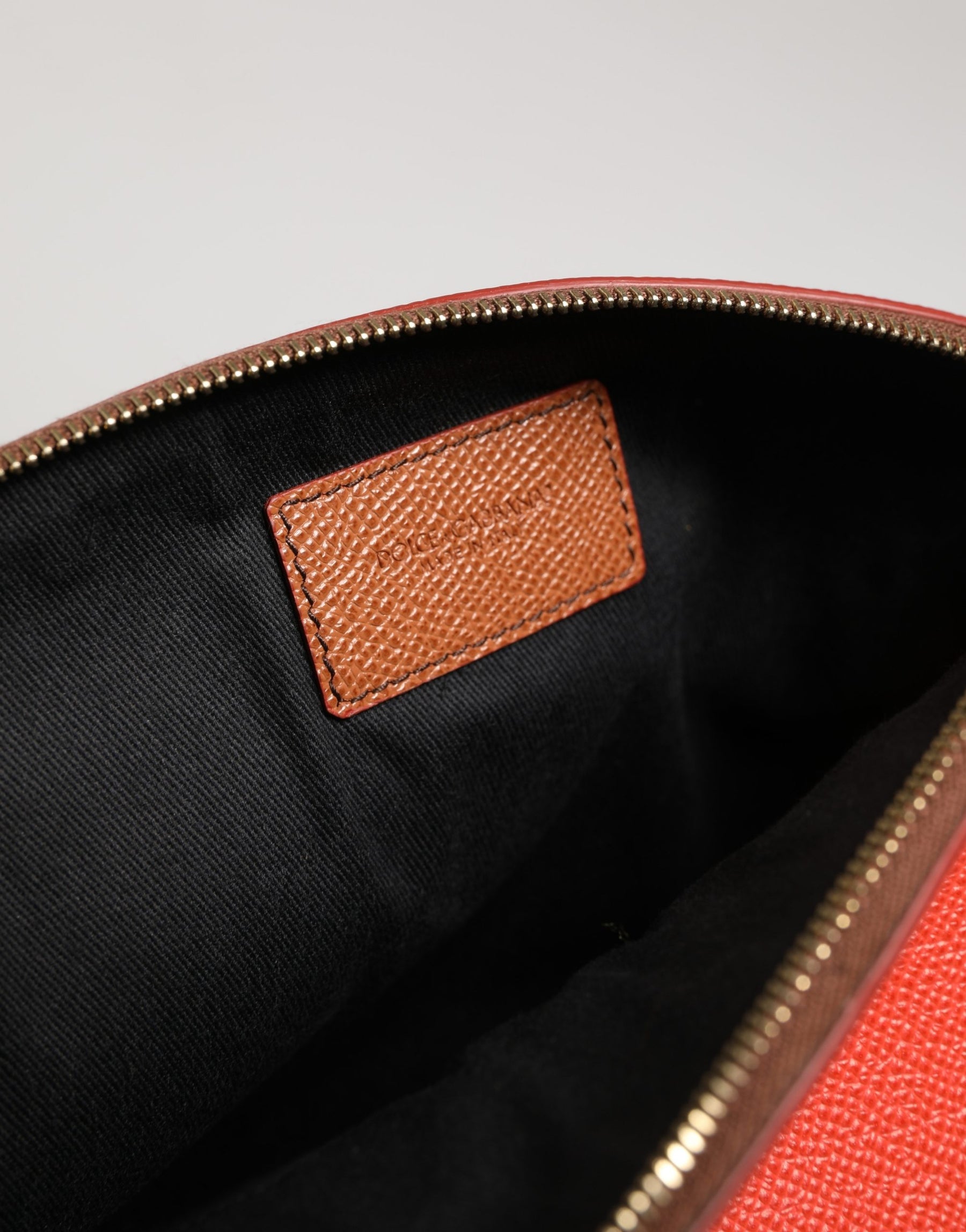 Dolce & Gabbana Orange Beige Leather DG Logo Zip Around Hand Purse Wallet | Regal Royce