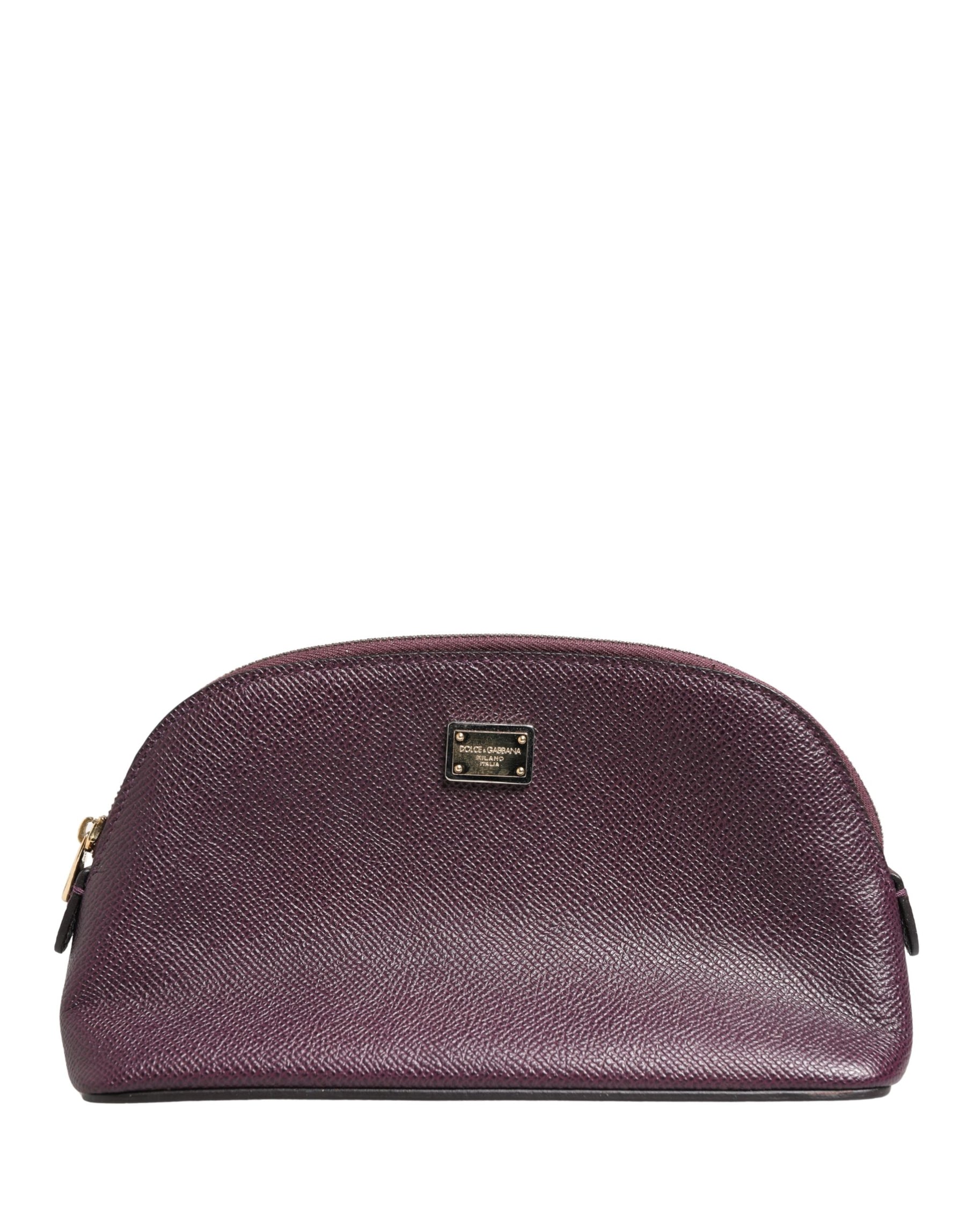 Dolce & Gabbana Dark Purple Leather DG Logo Zip Around Hand Purse Wallet | Regal Royce
