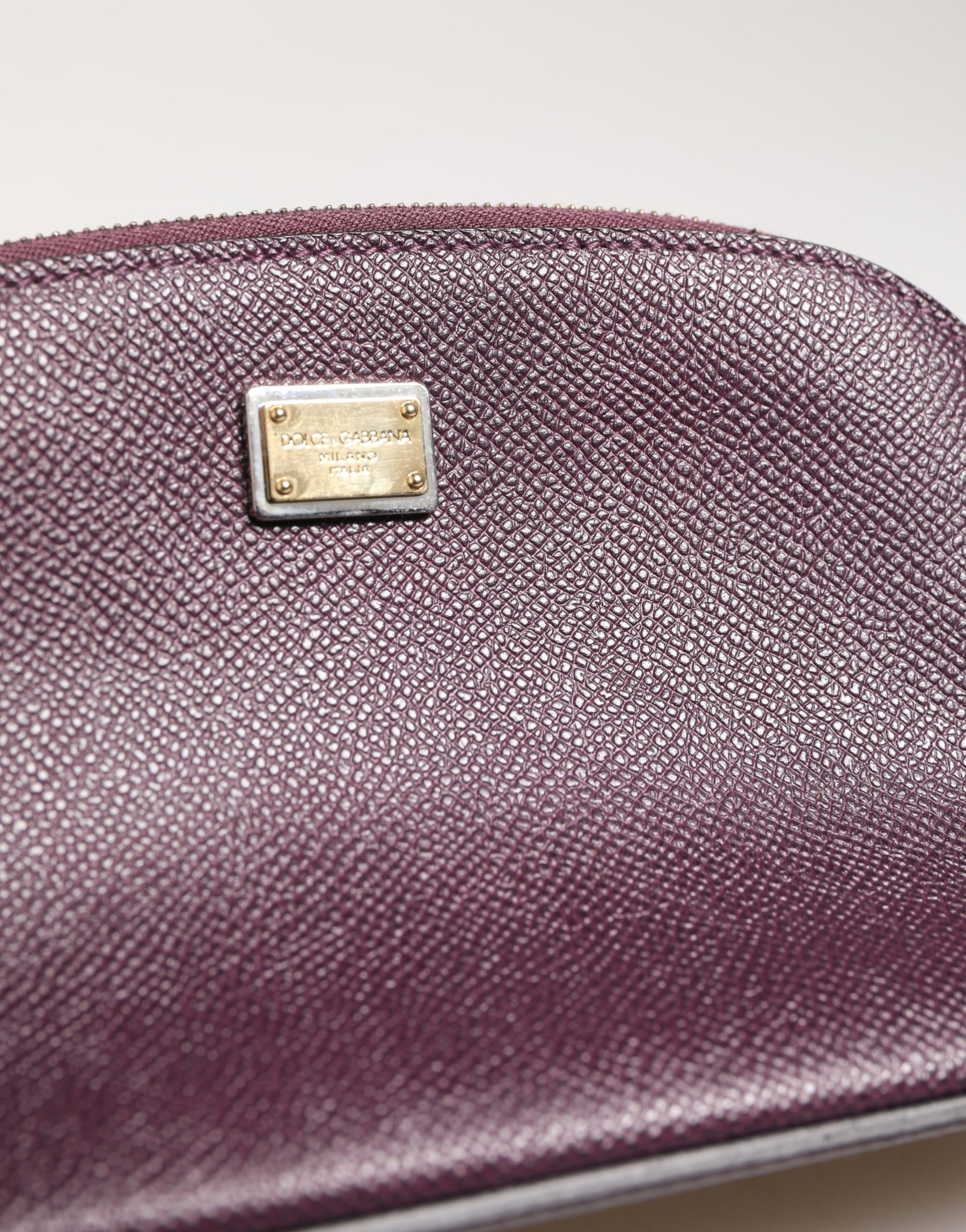 Dolce & Gabbana Dark Purple Leather DG Logo Zip Around Hand Purse Wallet | Regal Royce