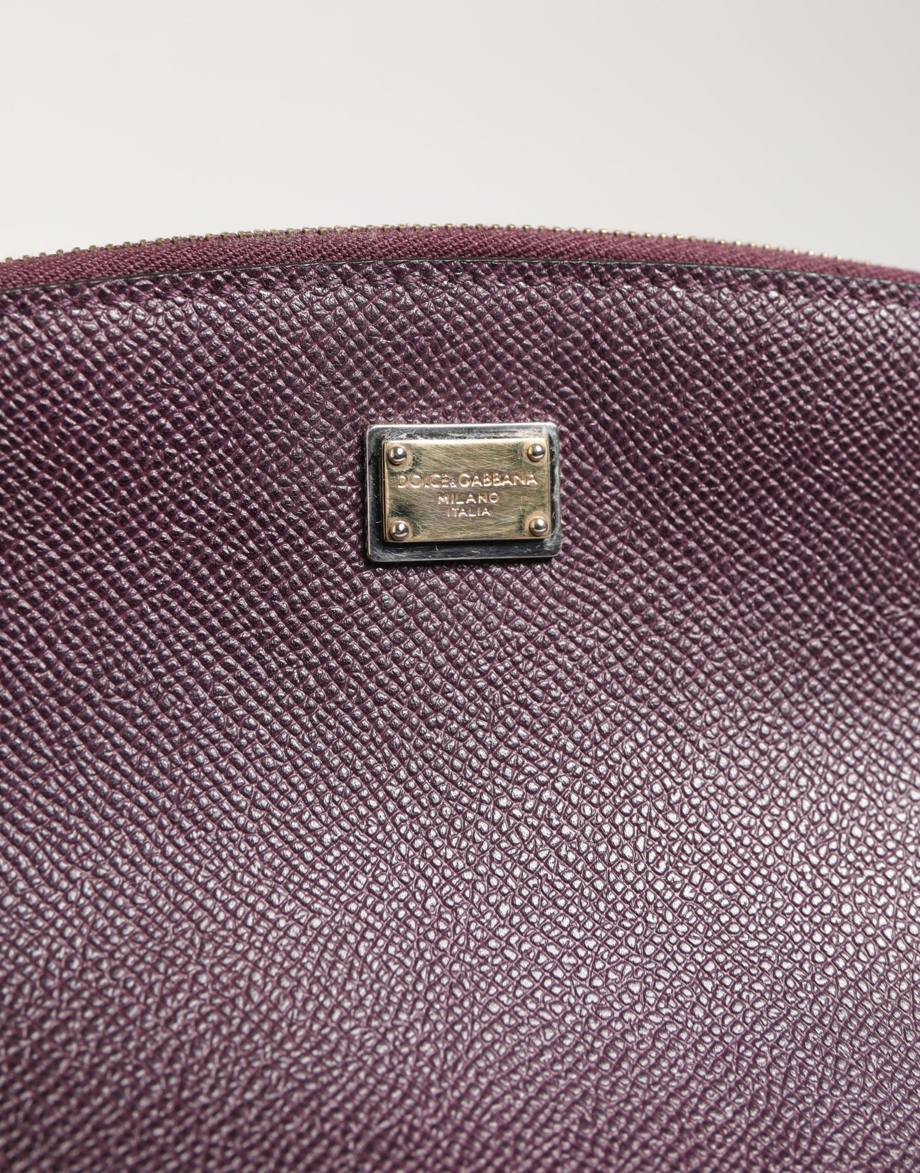 Dolce & Gabbana Dark Purple Leather DG Logo Zip Around Hand Purse Wallet | Regal Royce