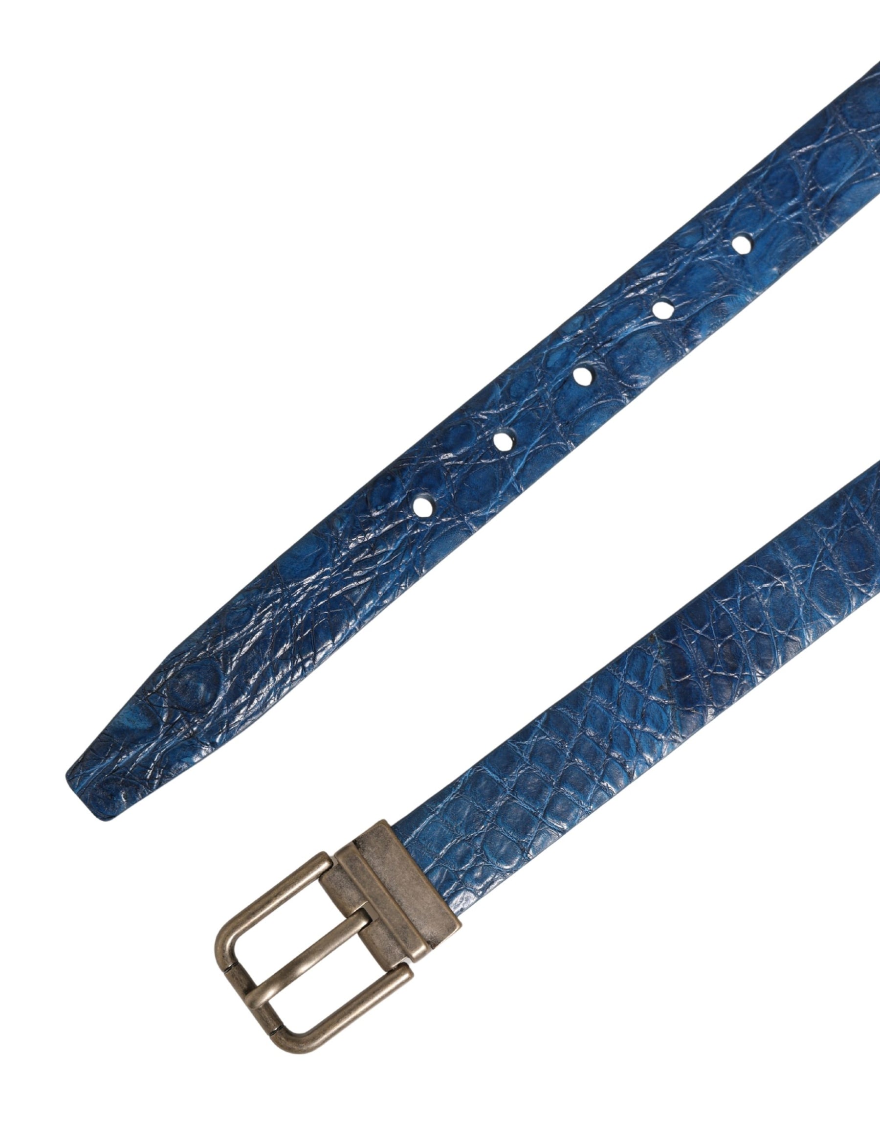 Dolce & Gabbana Navy Blue Leather Gold Tone Metal Buckle Belt | Regal Royce