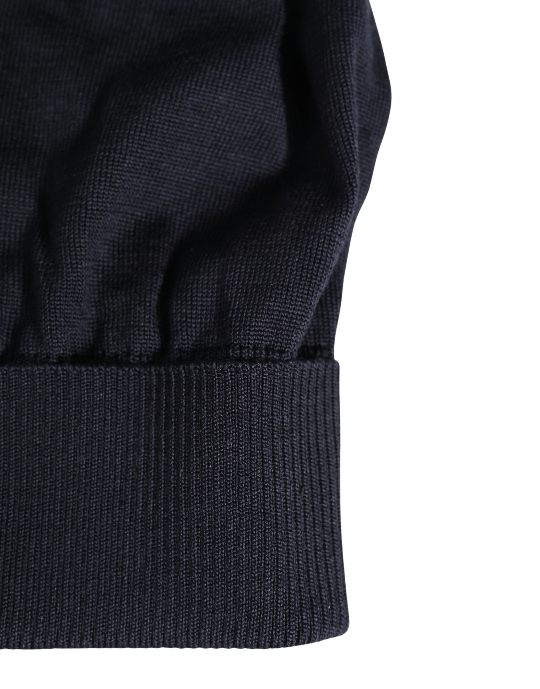 Dolce & Gabbana Black Solid Wool Knitted Winter Beanie Cap Hat | Regal Royce
