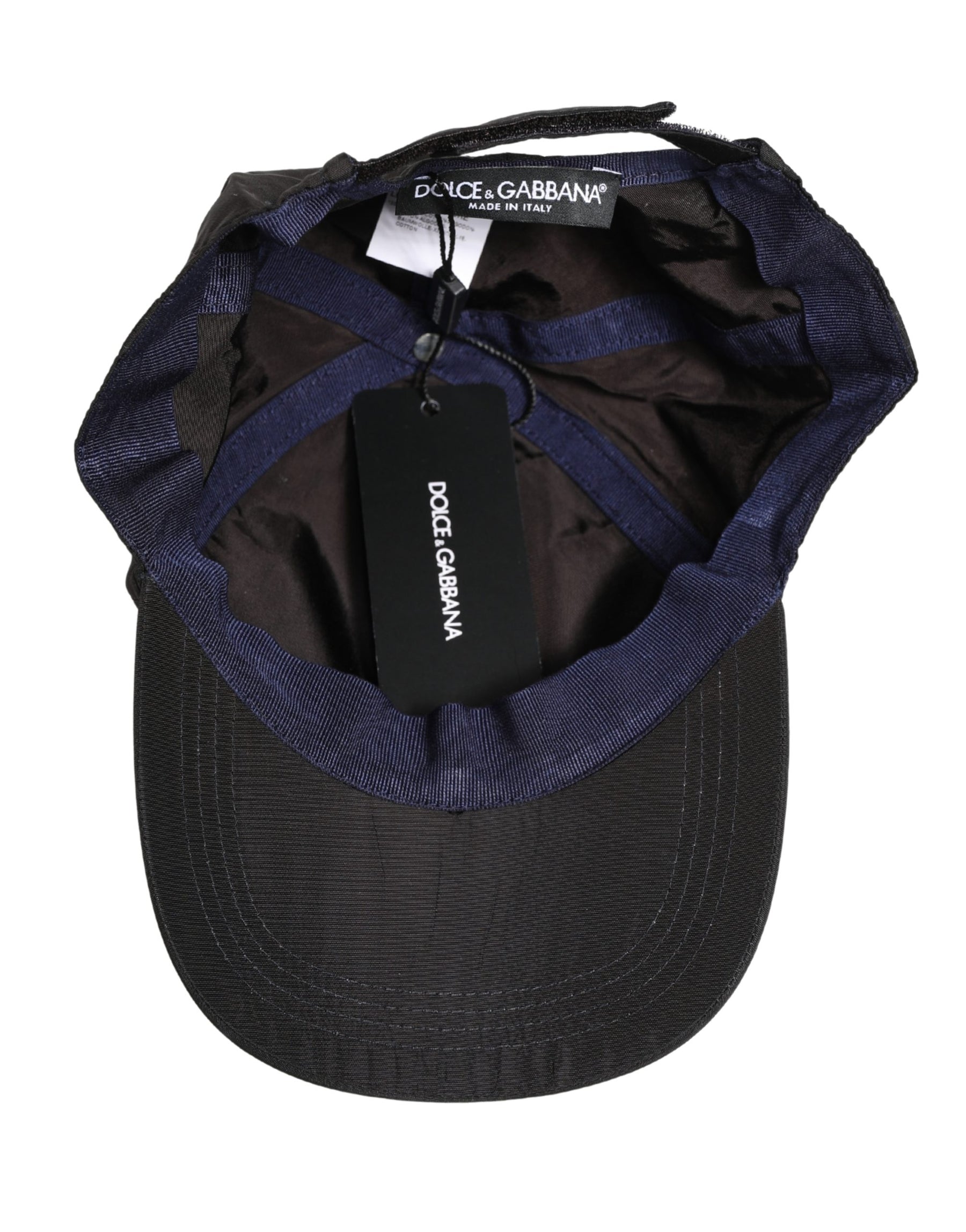 Dolce & Gabbana Men Black Cotton 6 Panels Baseball Cap Hat | Regal Royce