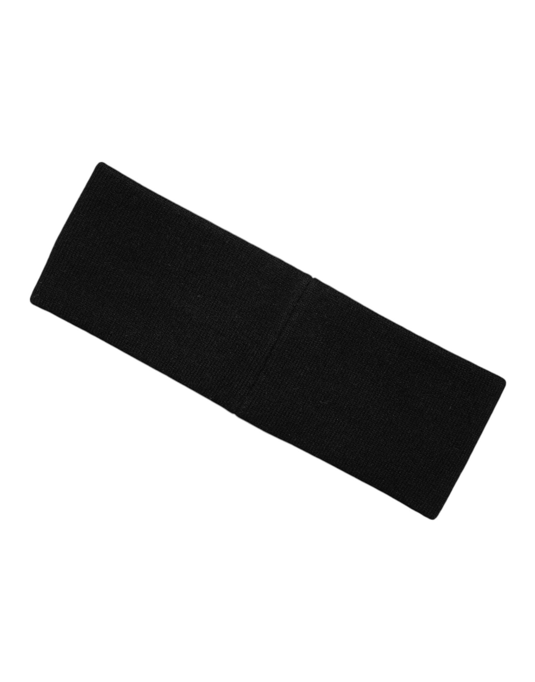 Dolce & Gabbana Men Black White Cashmere Logo Head Band Hat | Regal Royce
