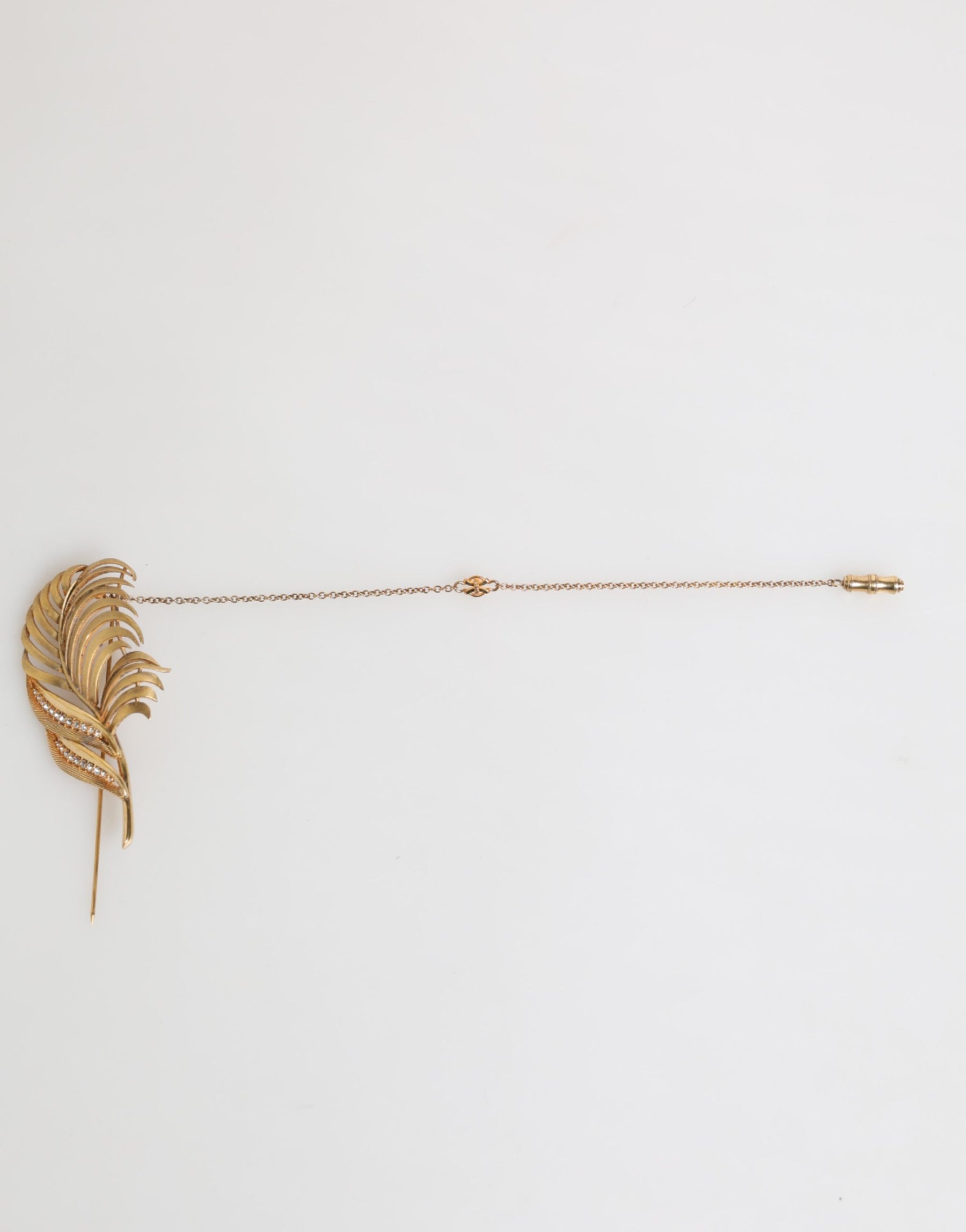 Dolce & Gabbana Gold Sterling Silver925 Leaf Embellished Lapel Pin Brooch | Regal Royce