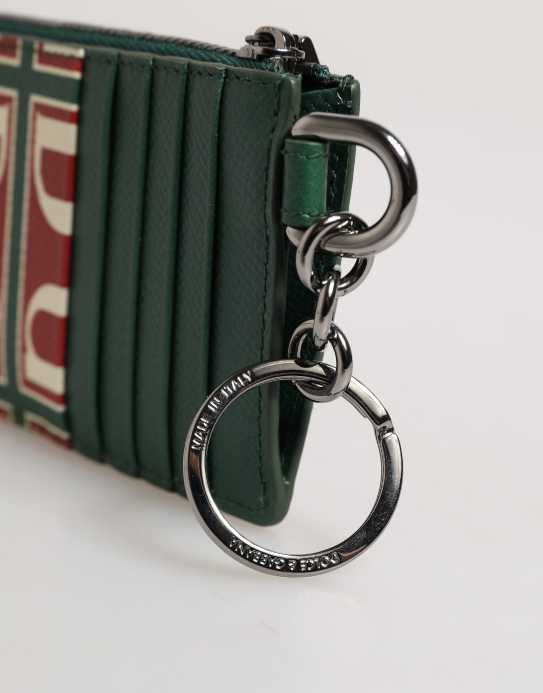 Dolce & Gabbana Green Calf Leather Logo Print Monogram Card Holder Wallet | Regal Royce