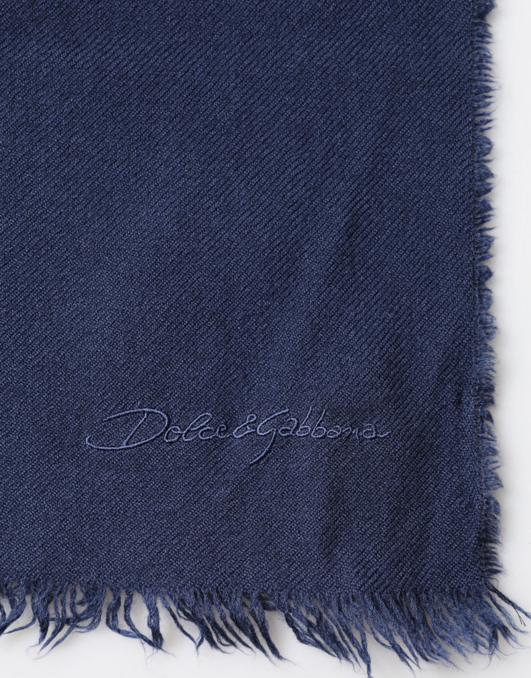 Dolce & Gabbana Blue Cashmere Fringes Wrap Foulard 70cm x 200cm  Scarf Men | Regal Royce