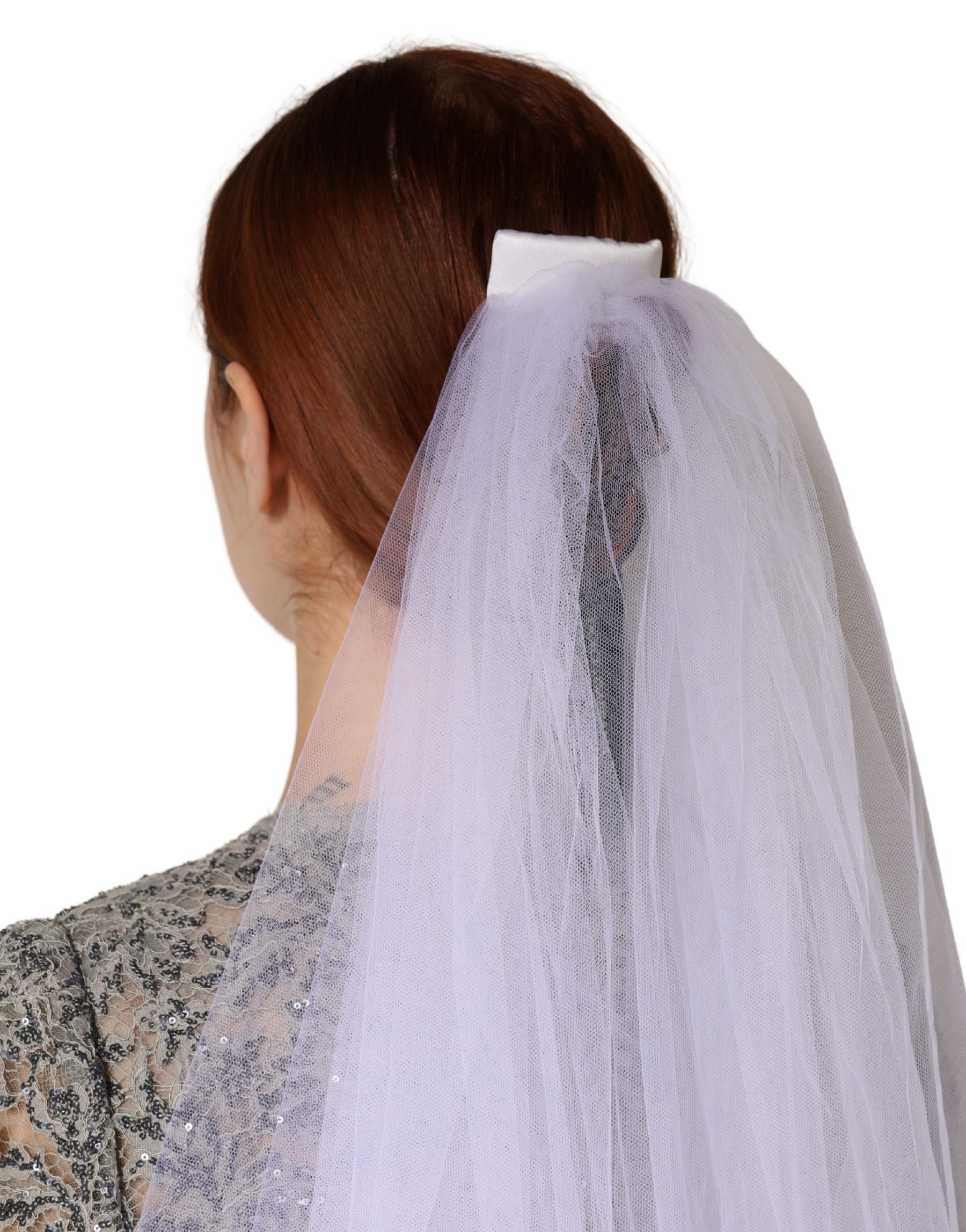 Dolce & Gabbana White Floral Lace Nylon Floor Length Long Wedding Veil | Regal Royce