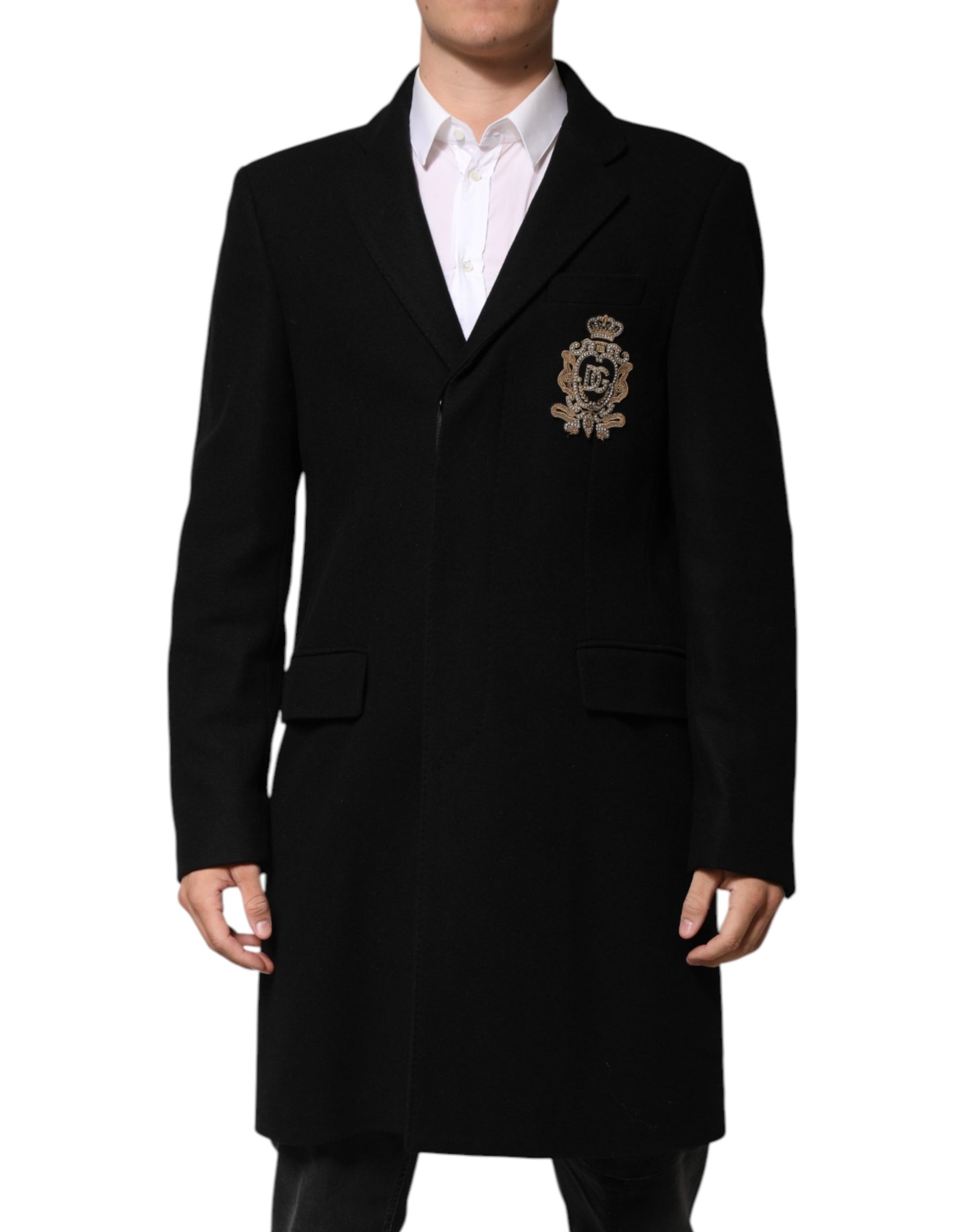 Dolce & Gabbana Black Heraldic Patch Single Breasted Blazer Jacket | Regal Royce