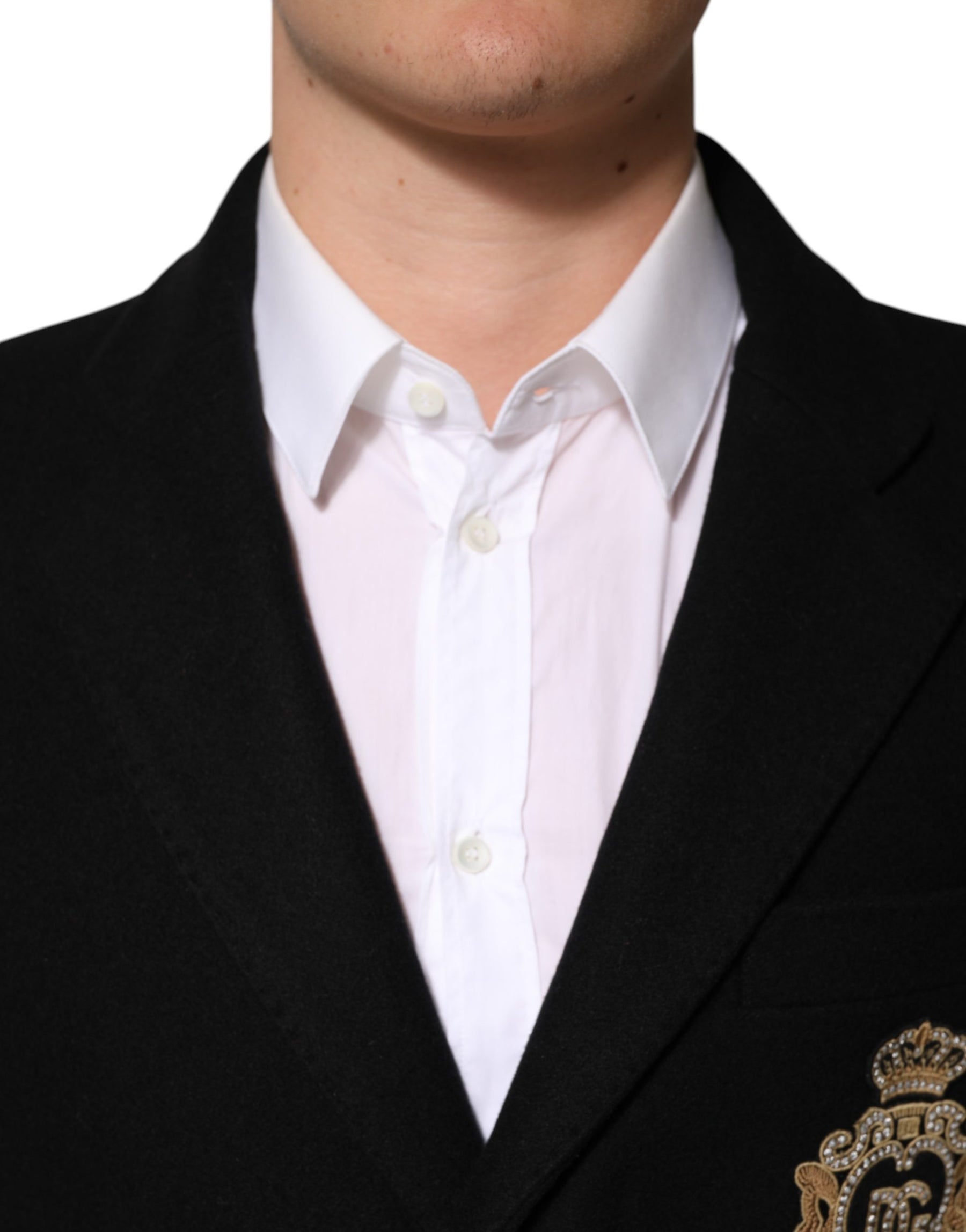 Dolce & Gabbana Black Heraldic Patch Single Breasted Blazer Jacket | Regal Royce