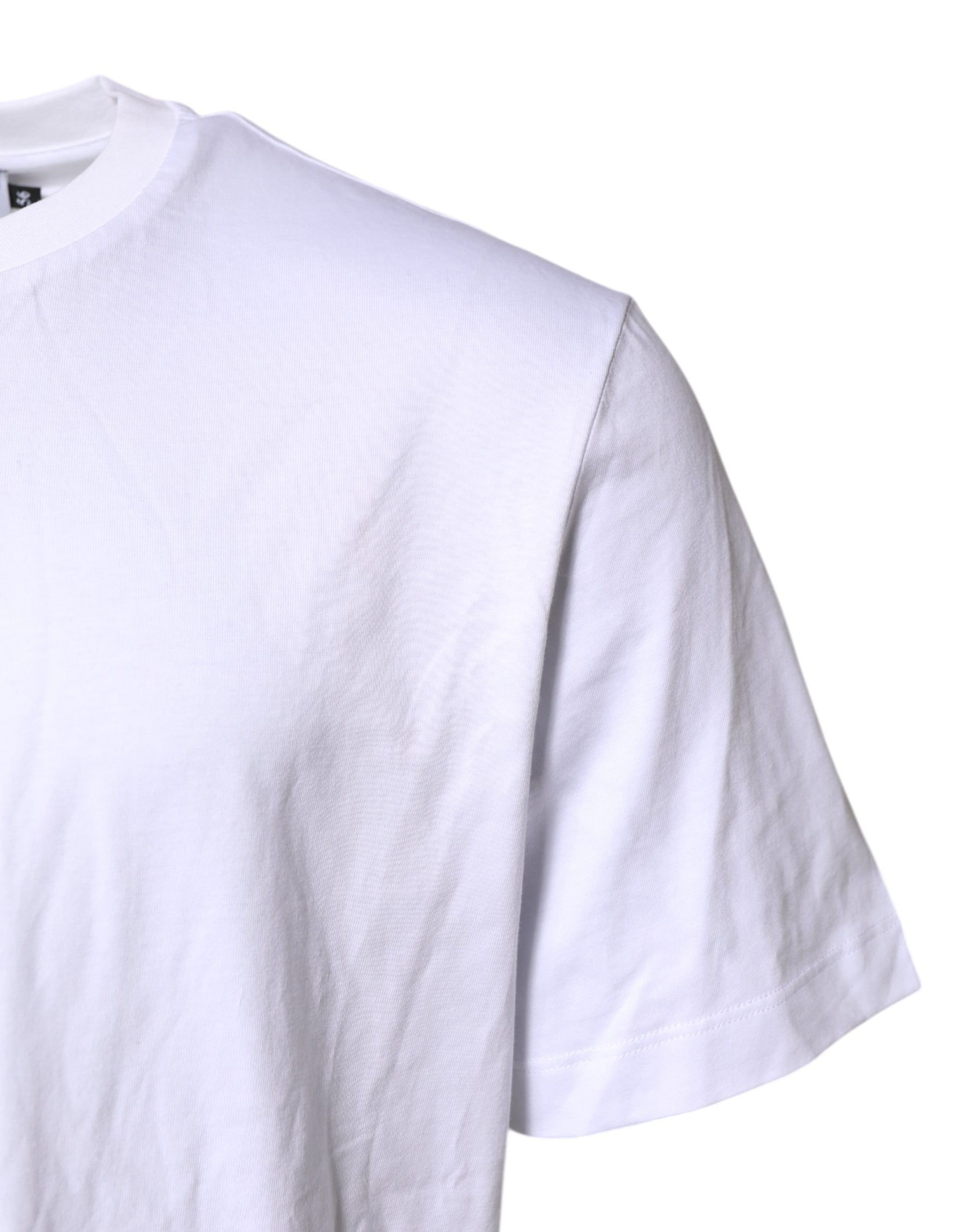 Dolce & Gabbana White Cotton DG Logo Embroidery Men T-shirt | Regal Royce