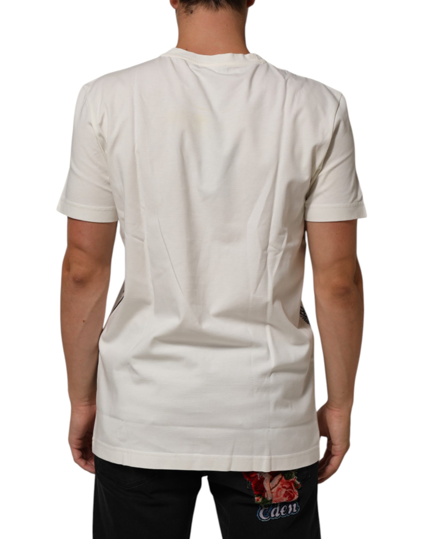 Dolce & Gabbana White Cotton Bandana Print CrewNeck T-shirt | Regal Royce