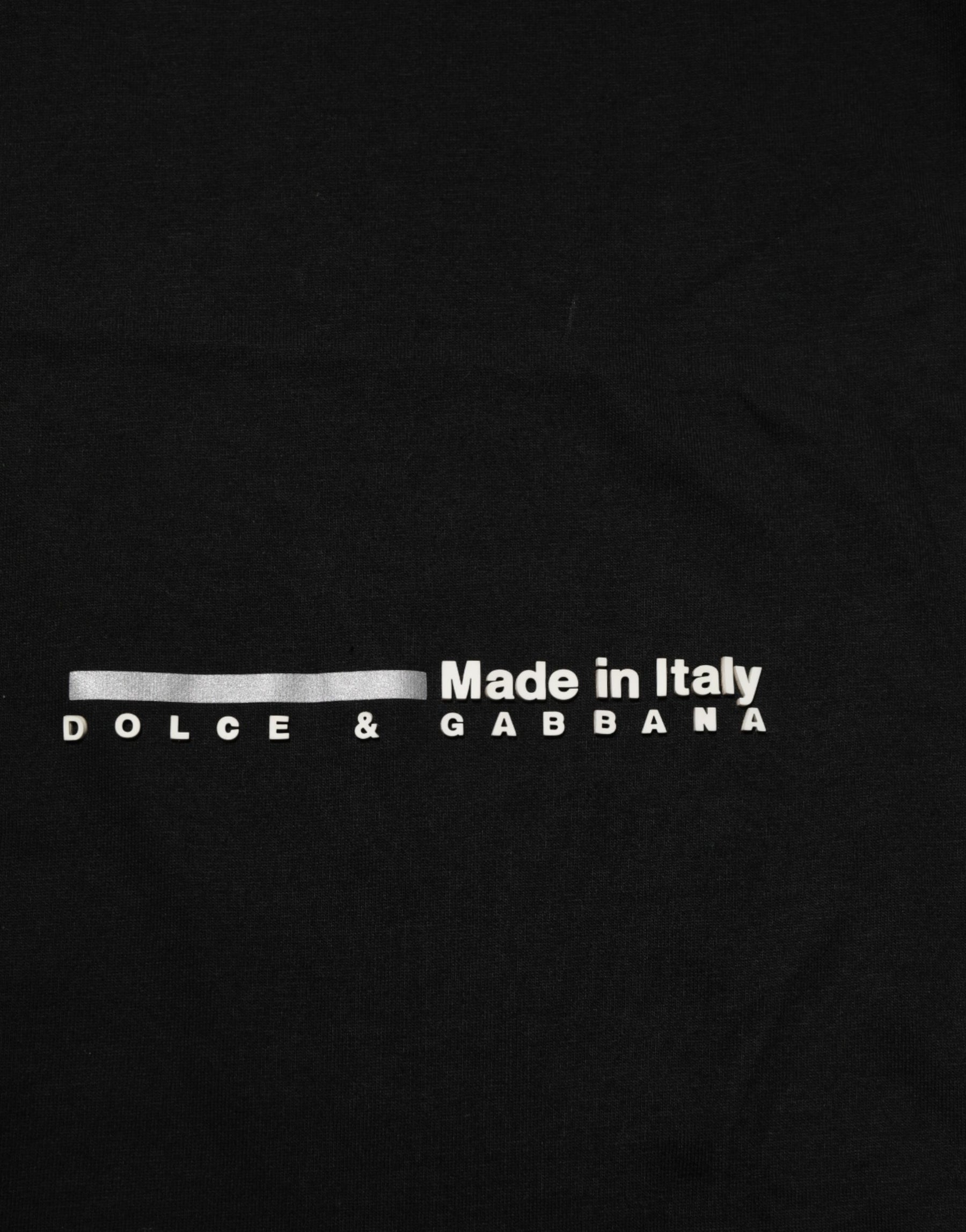 Dolce & Gabbana Black Statement Cotton Crew Neck Men T-shirt | Regal Royce