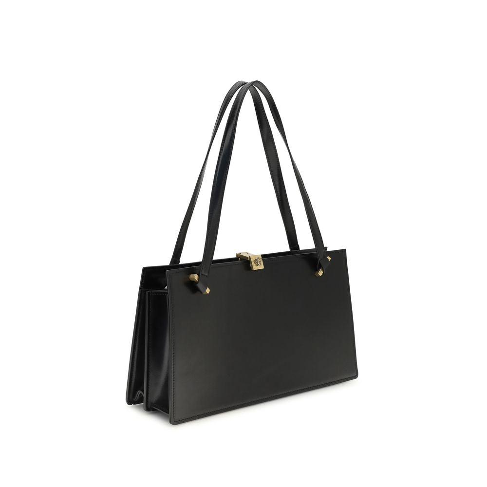 Versace Black Calf Leather Bos Taurus Shoulder Bag