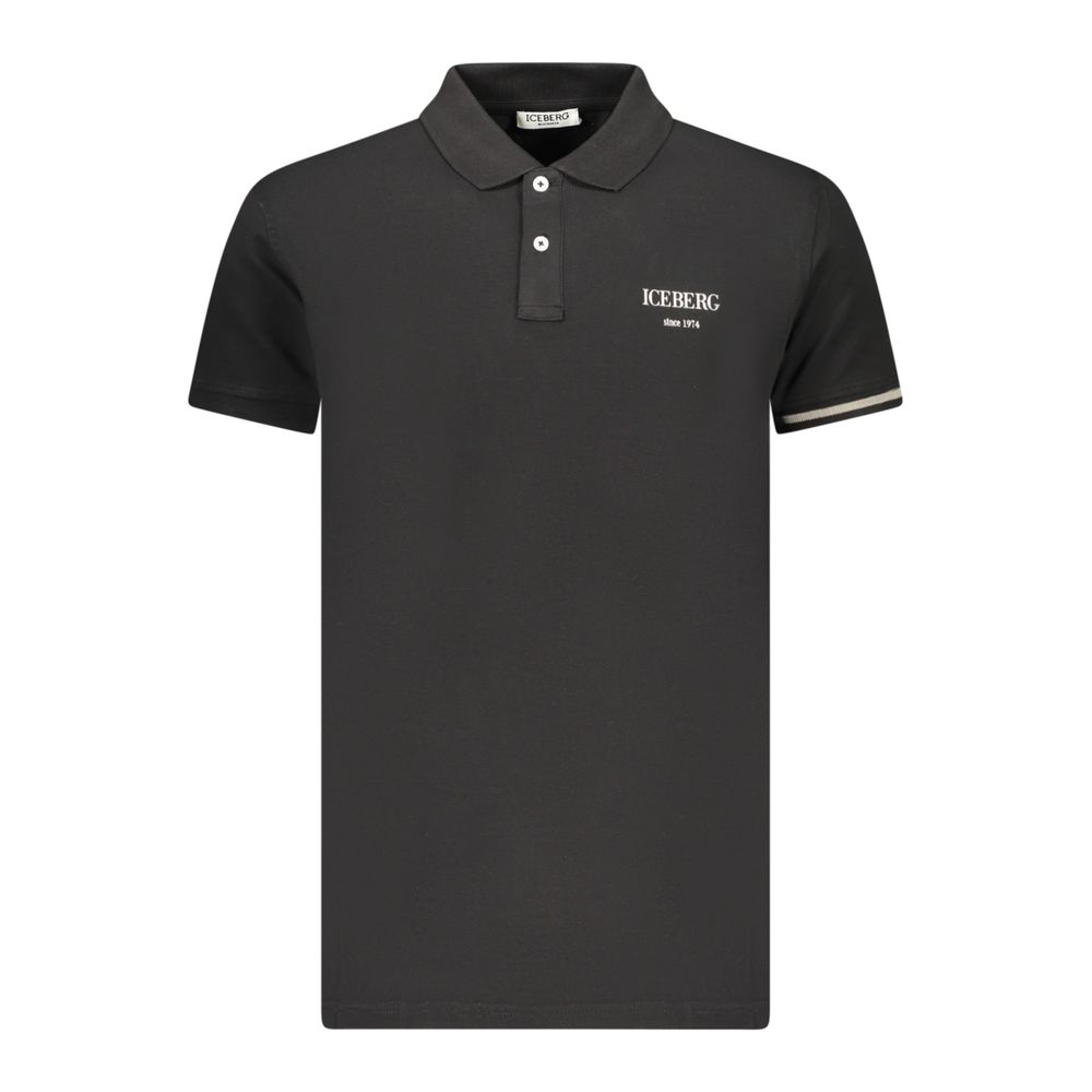 Iceberg Black Cotton Men Polo Shirt | Regal Royce