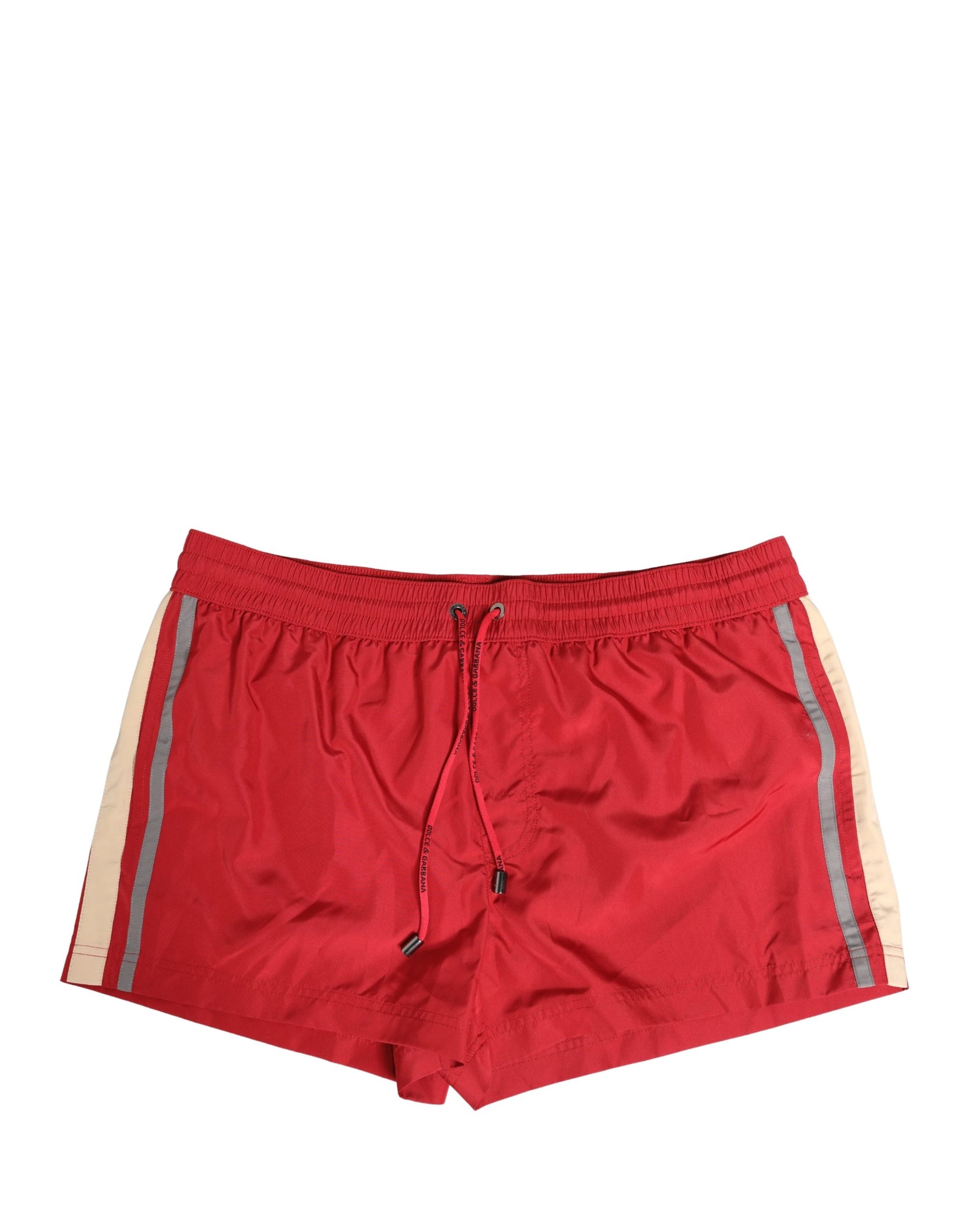 Dolce & Gabbana Red Polyester Men Drawstring Shorts Swimwear | Regal Royce