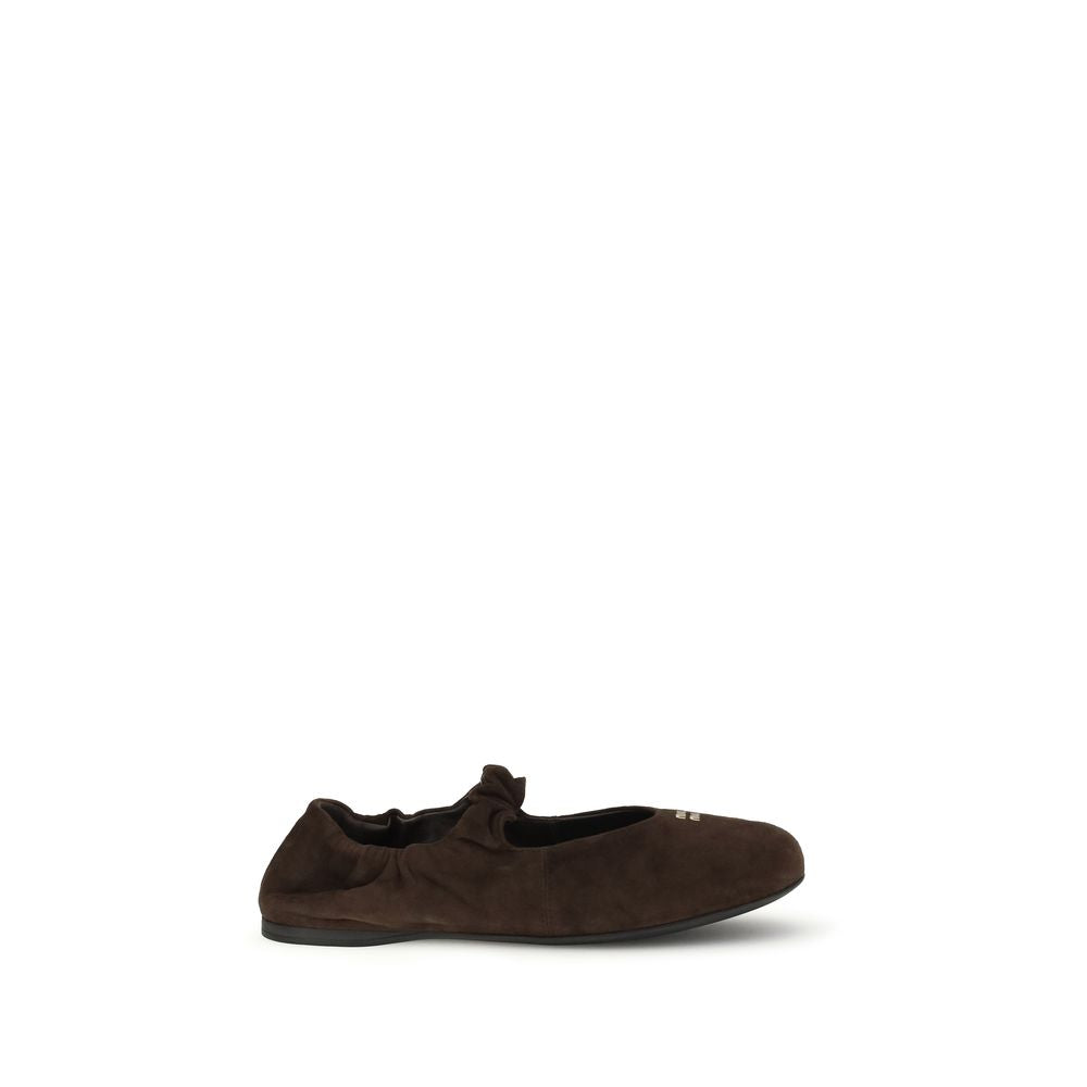 Miu Miu Brown Calf Leather Bos Taurus Ballet Flats | Regal Royce