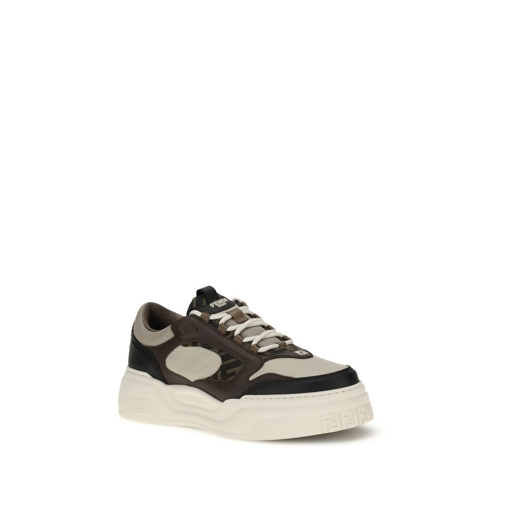 Fendi Black Calf Leather Bos Taurus Chunky Sneakers | Regal Royce