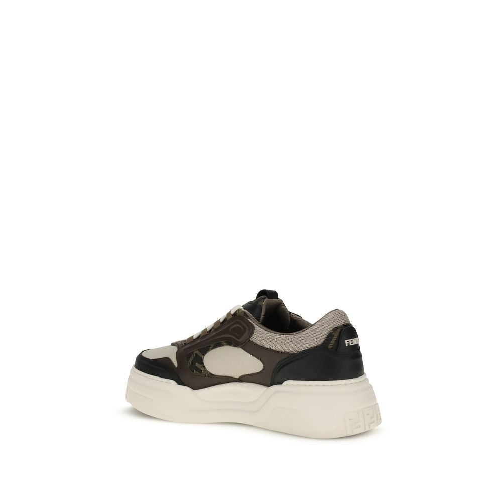 Fendi Black Calf Leather Bos Taurus Chunky Sneakers | Regal Royce