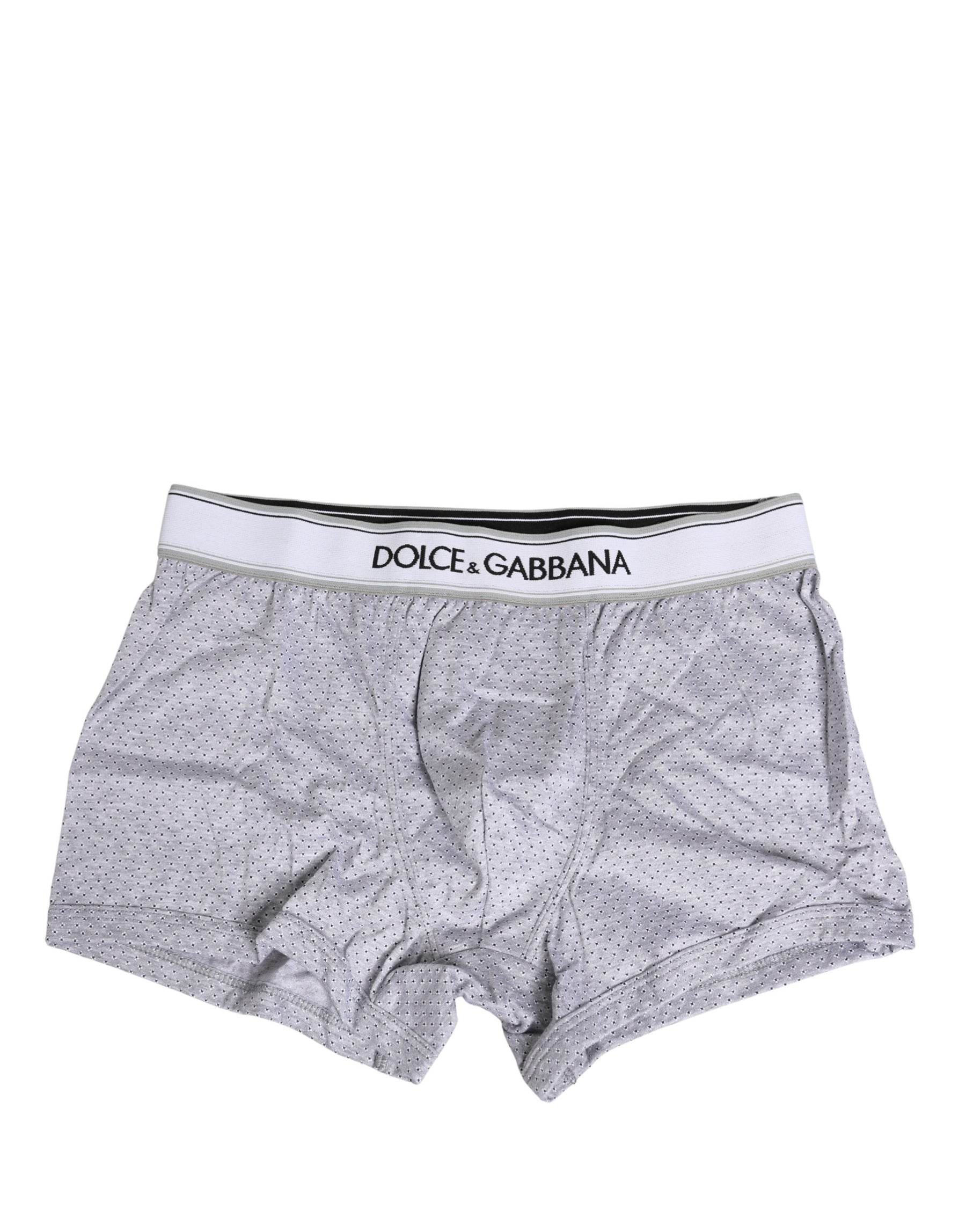 Dolce & Gabbana Gray Logo Cotton Men Regular Boxer Underwear | Regal Royce