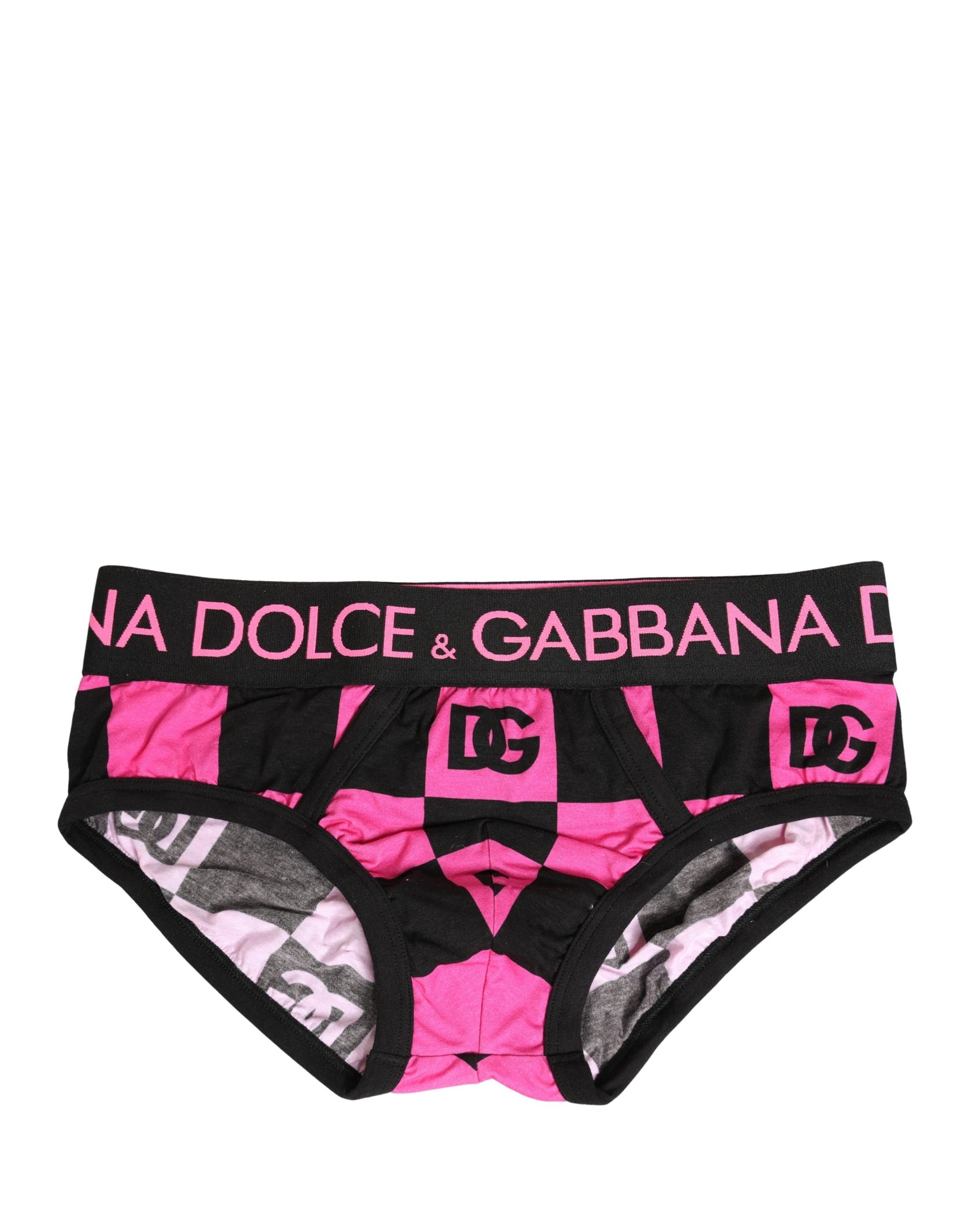 Dolce & Gabbana Black Pink Logo Cotton Brando Brief Underwear | Regal Royce