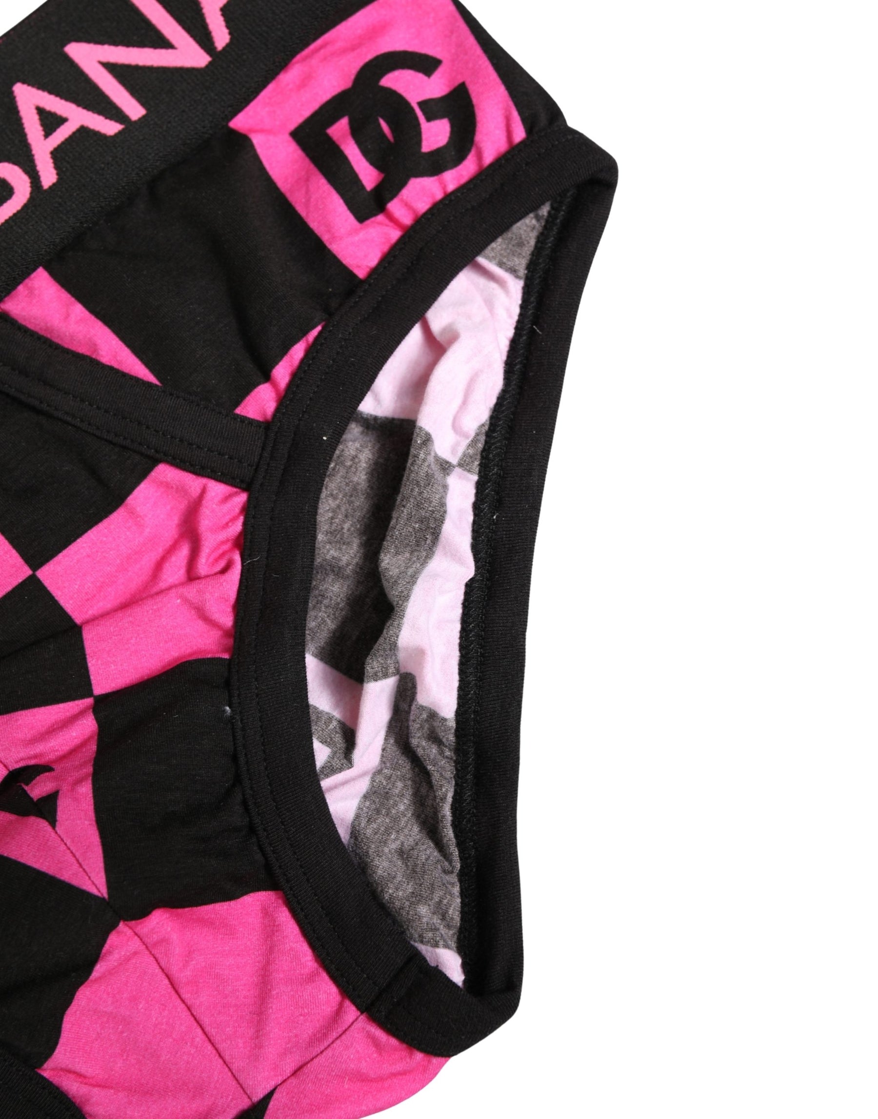 Dolce & Gabbana Black Pink Logo Cotton Brando Brief Underwear | Regal Royce