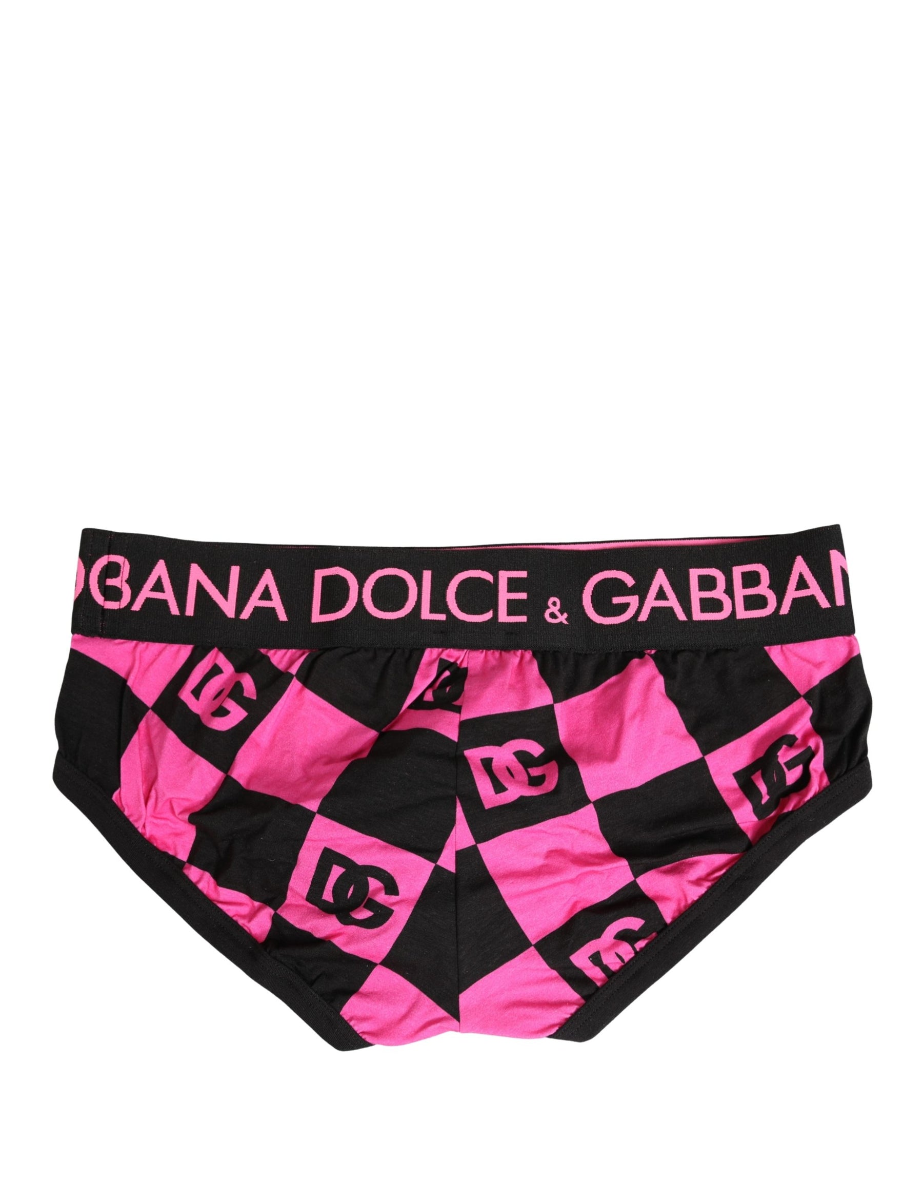 Dolce & Gabbana Black Pink Logo Cotton Brando Brief Underwear | Regal Royce