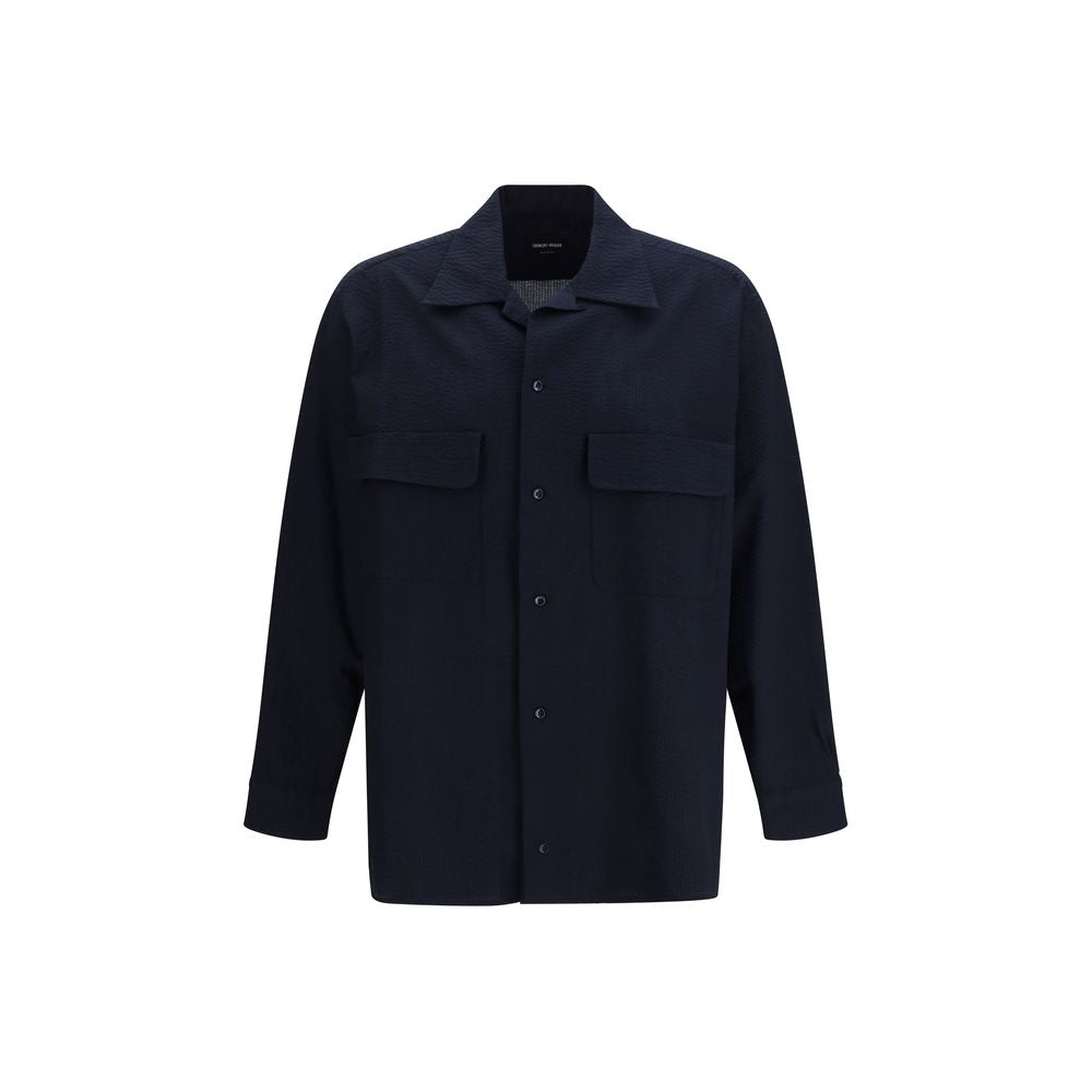 Giorgio Armani Blue Cotton Shirt | Regal Royce