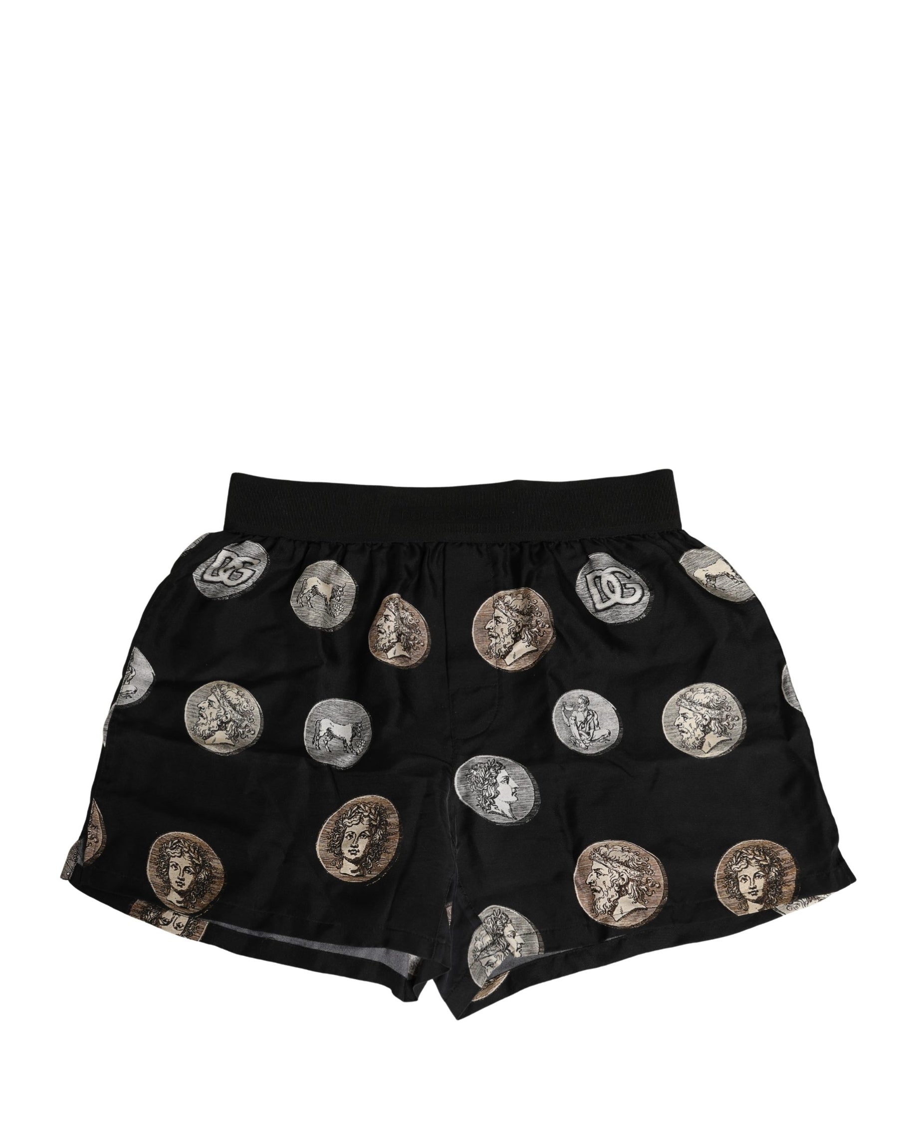 Dolce & Gabbana Black Ancient Coin Print Boxer Shorts Underwear | Regal Royce