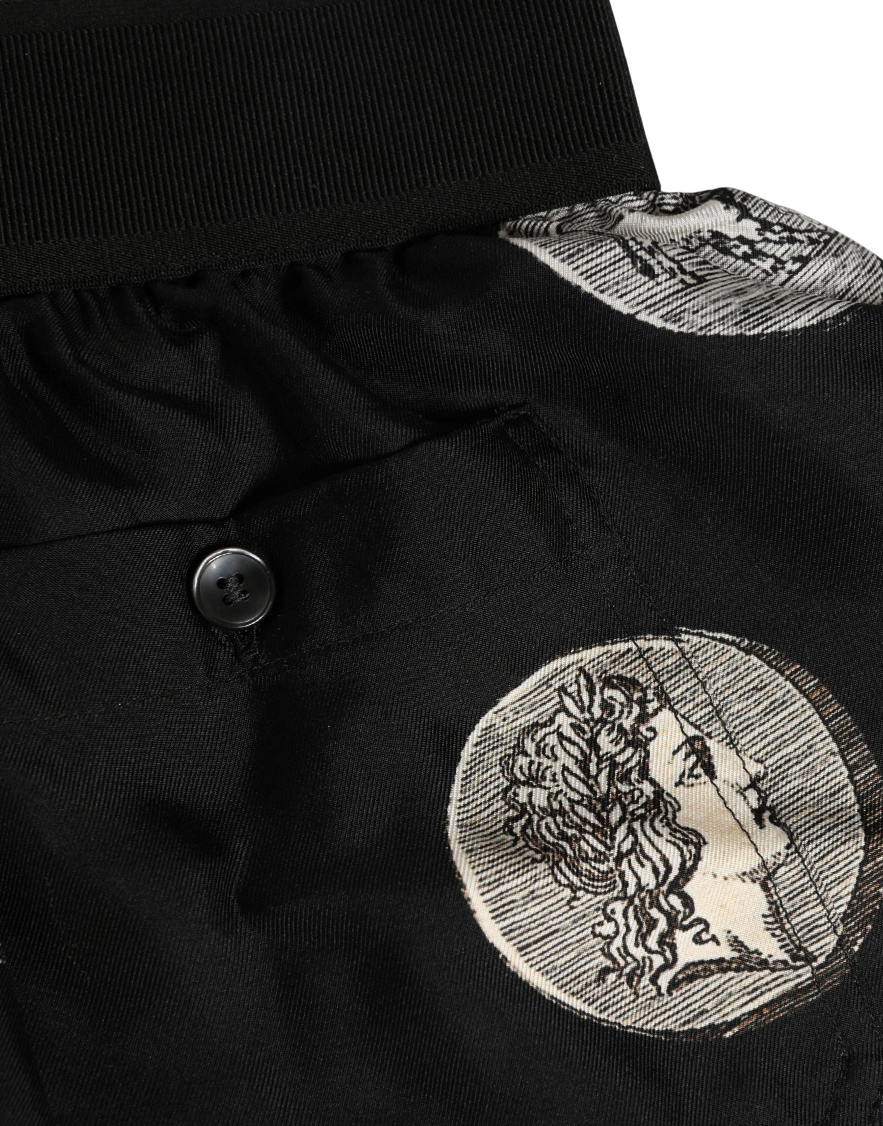 Dolce & Gabbana Black Ancient Coin Print Boxer Shorts Underwear | Regal Royce