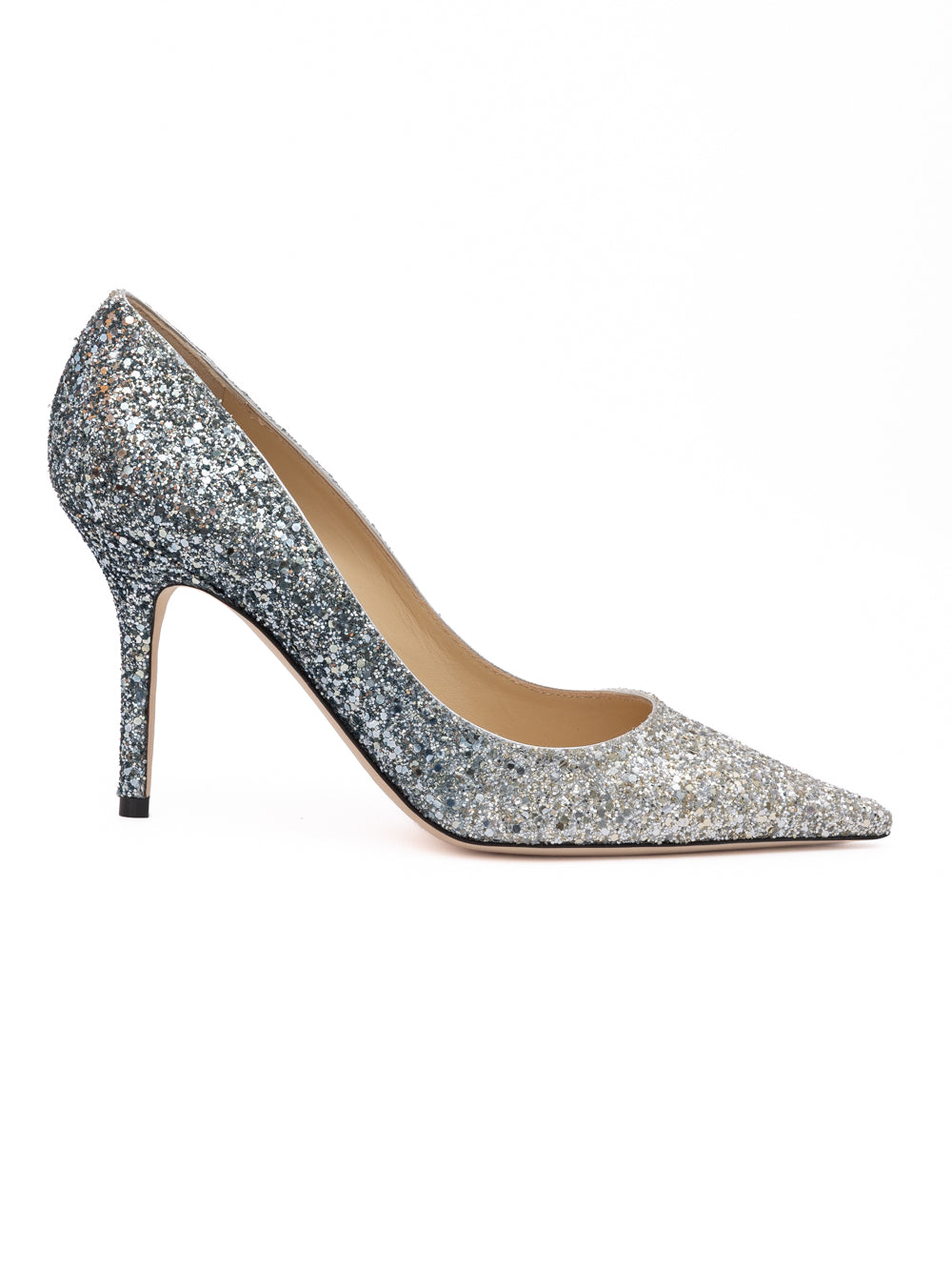 Jimmy Choo Silver Coarse Glitter Degrade Agnes Pumps | Regal Royce