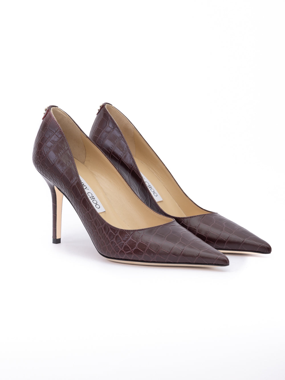 Jimmy Choo Burgundy Croco Embossed Leather Agnes Pumps | Regal Royce