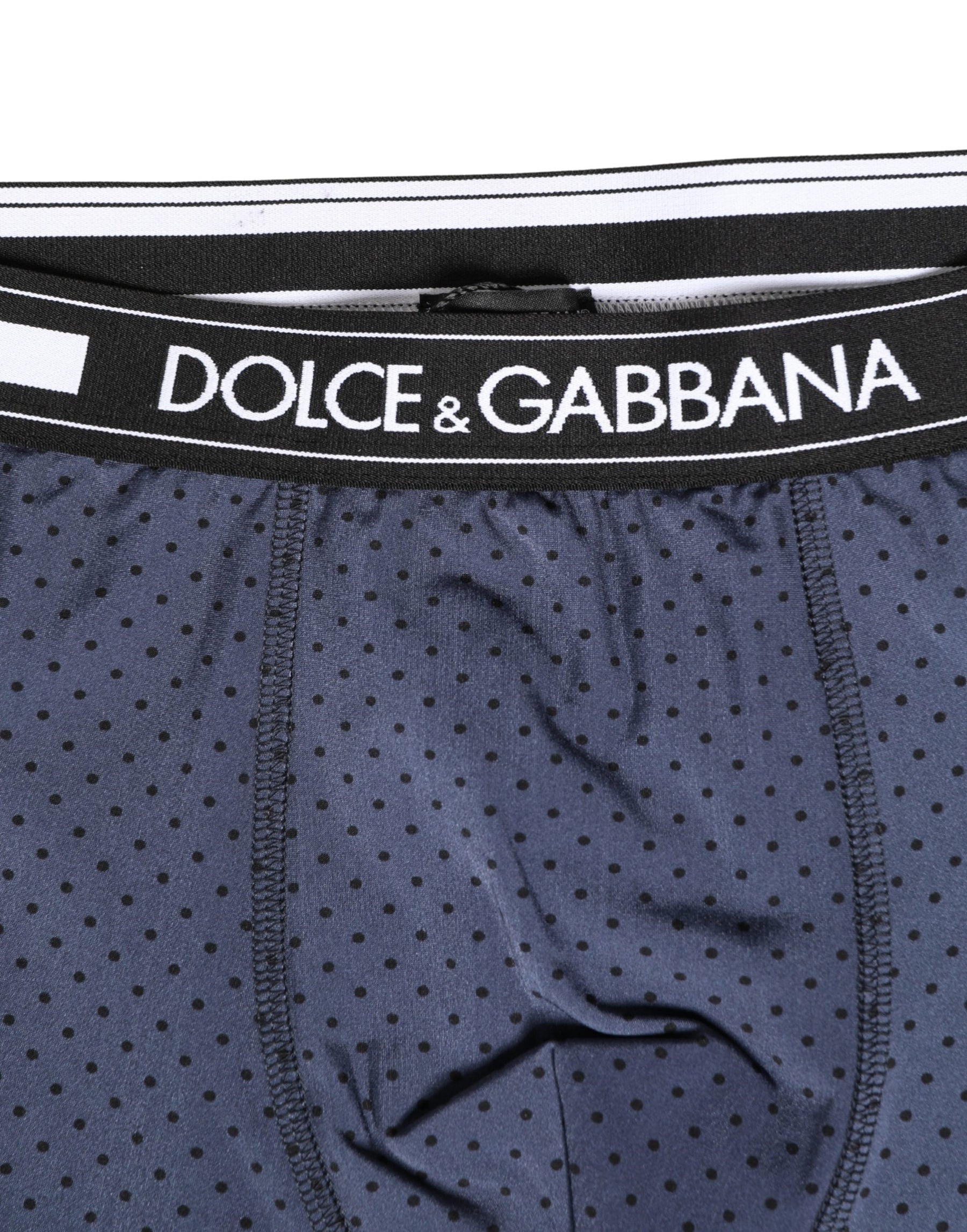 Dolce & Gabbana Dark Blue Polka Dots Men Bike Shorts Underwear | Regal Royce