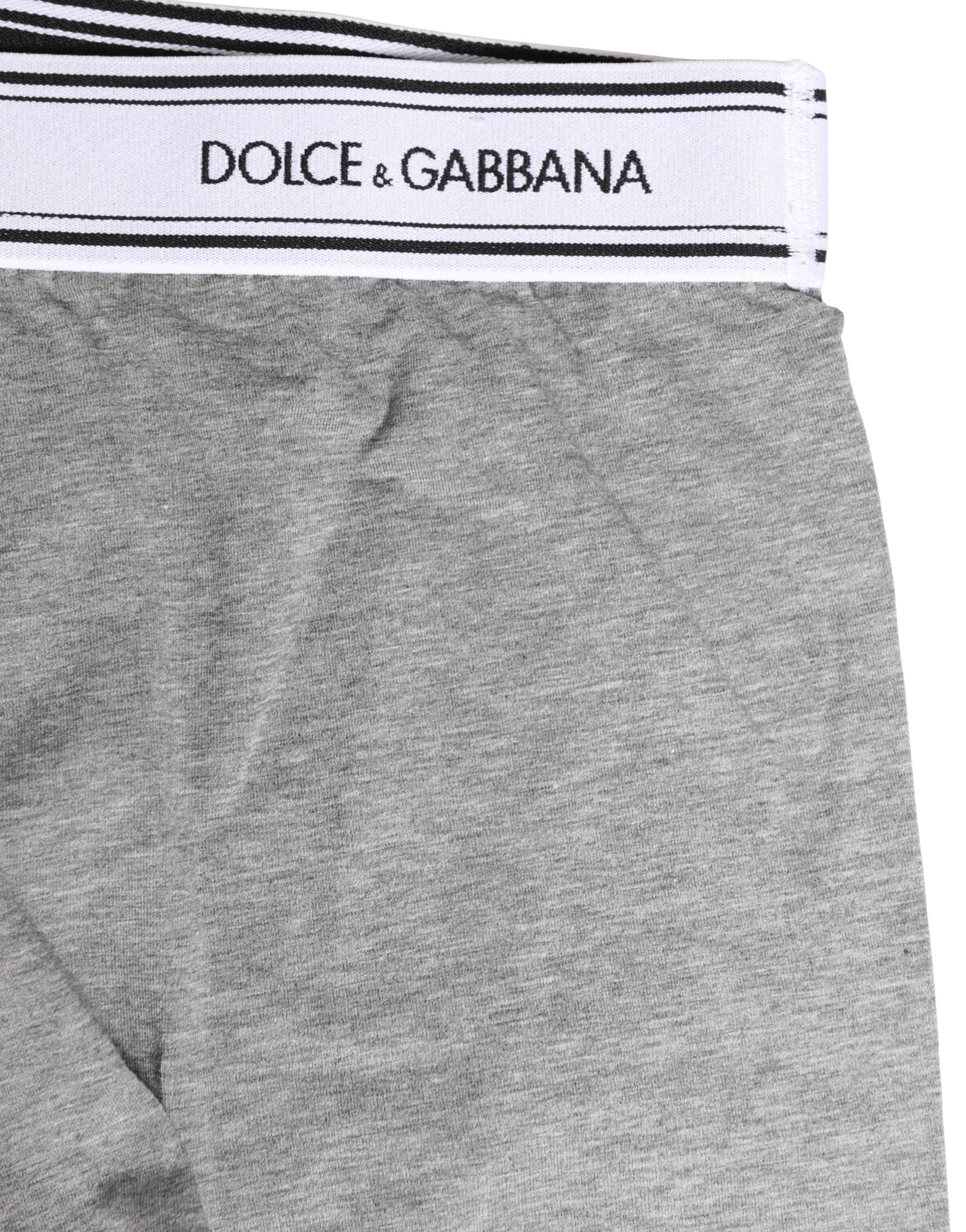 Dolce & Gabbana Gray Logo Waistband Cotton Men Boxer Underwear | Regal Royce