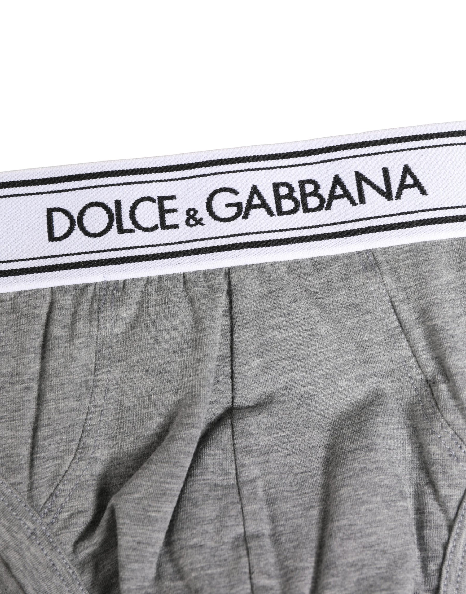 Dolce & Gabbana Gray Logo Waistband Men Midi Brief Underwear | Regal Royce