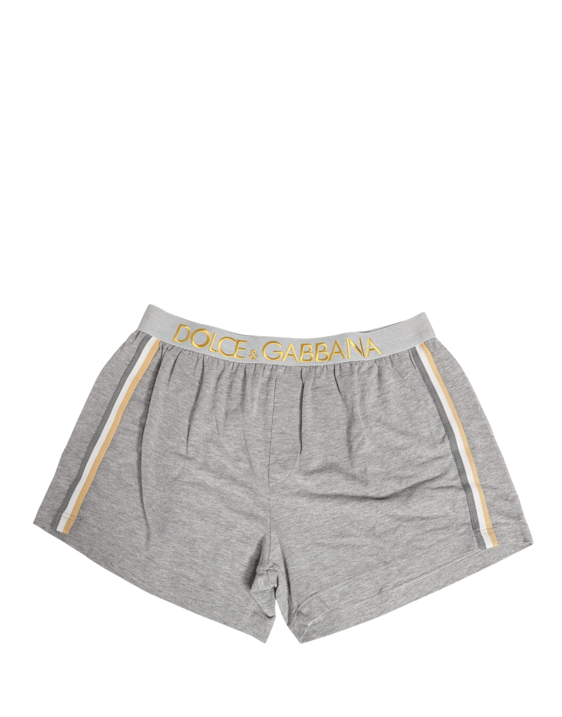 Dolce & Gabbana Gray Logo Waistband Cotton Men Boxer Underwear | Regal Royce