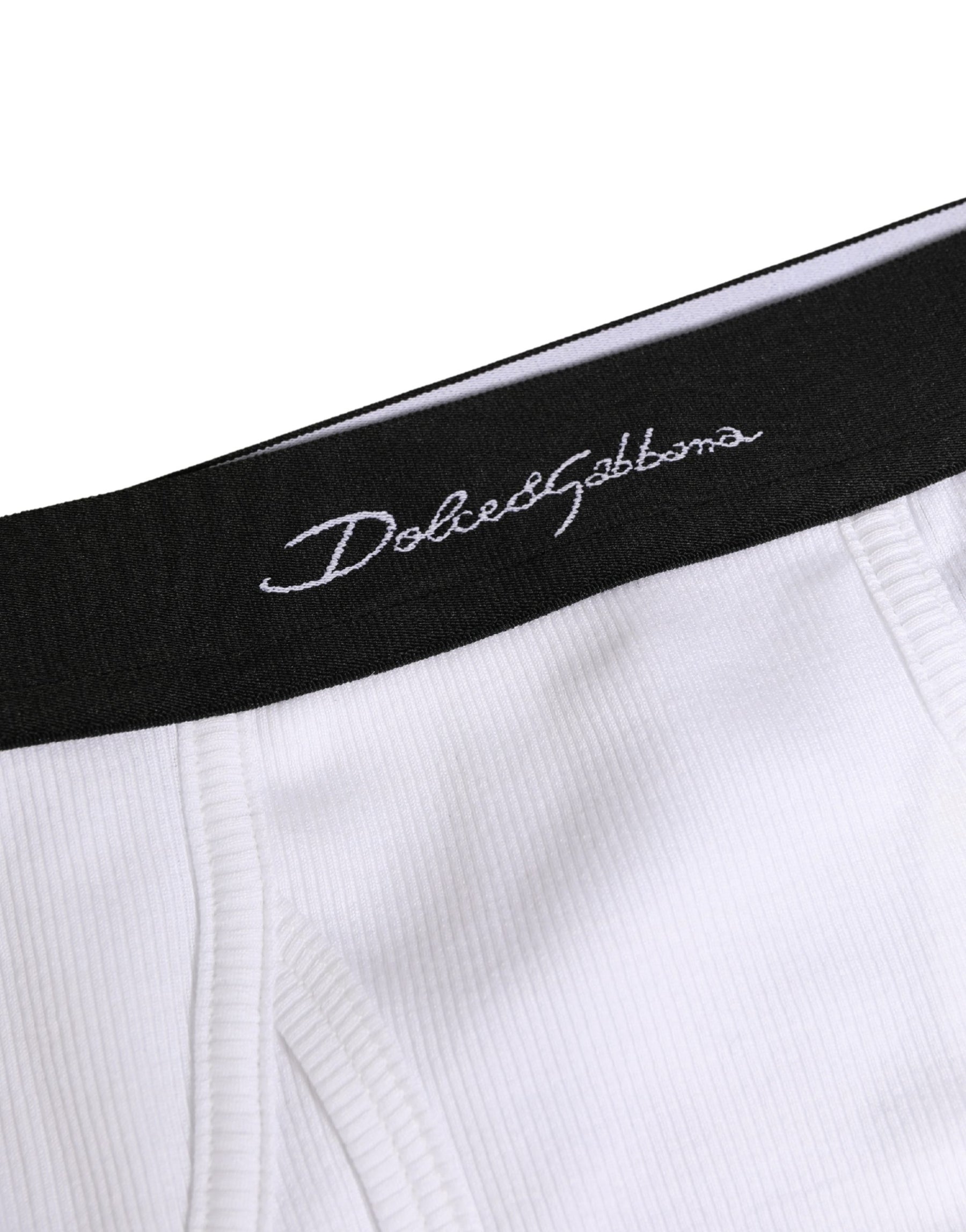 Dolce & Gabbana White Black Logo Waistband Men Brief Underwear | Regal Royce