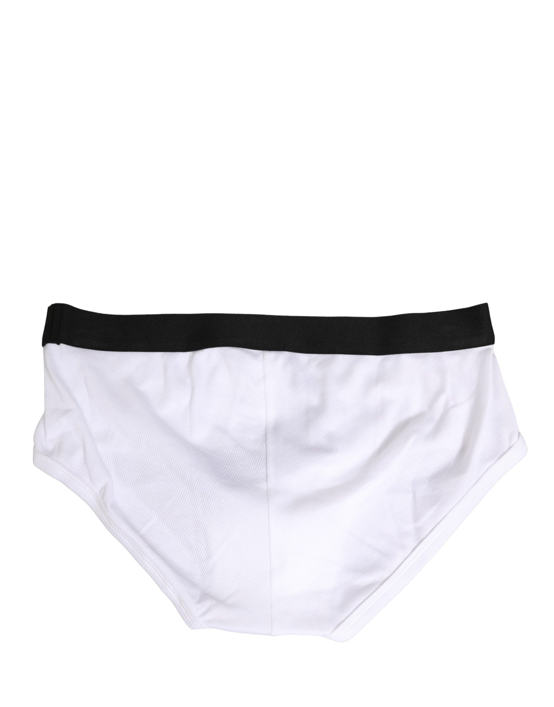 Dolce & Gabbana White Black Logo Waistband Men Brief Underwear | Regal Royce