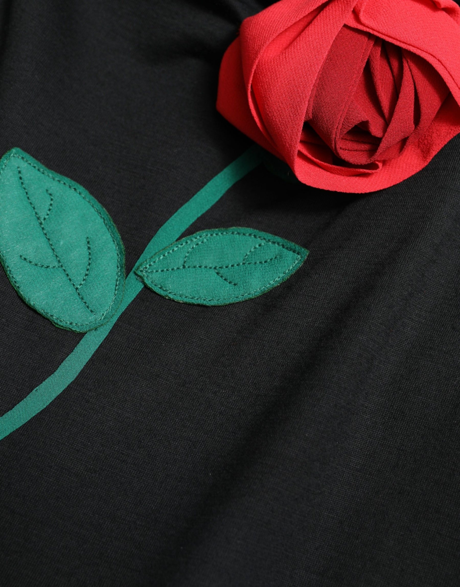 Dolce & Gabbana Black Wool Sleeveless Rose Applique Dress | Regal Royce