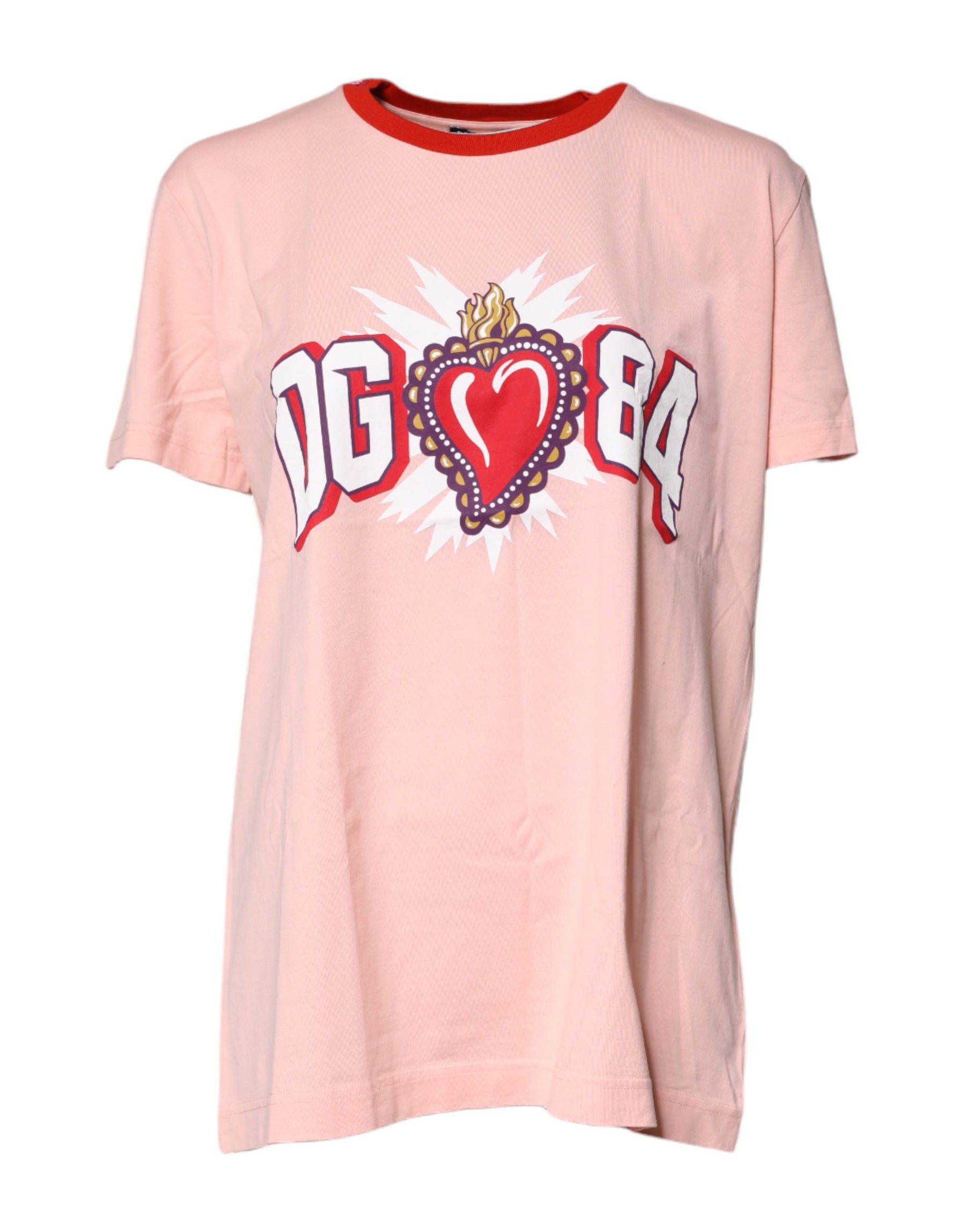 Dolce & Gabbana Pink DG 84 Sacred Heart Print Cotton T-shirt | Regal Royce