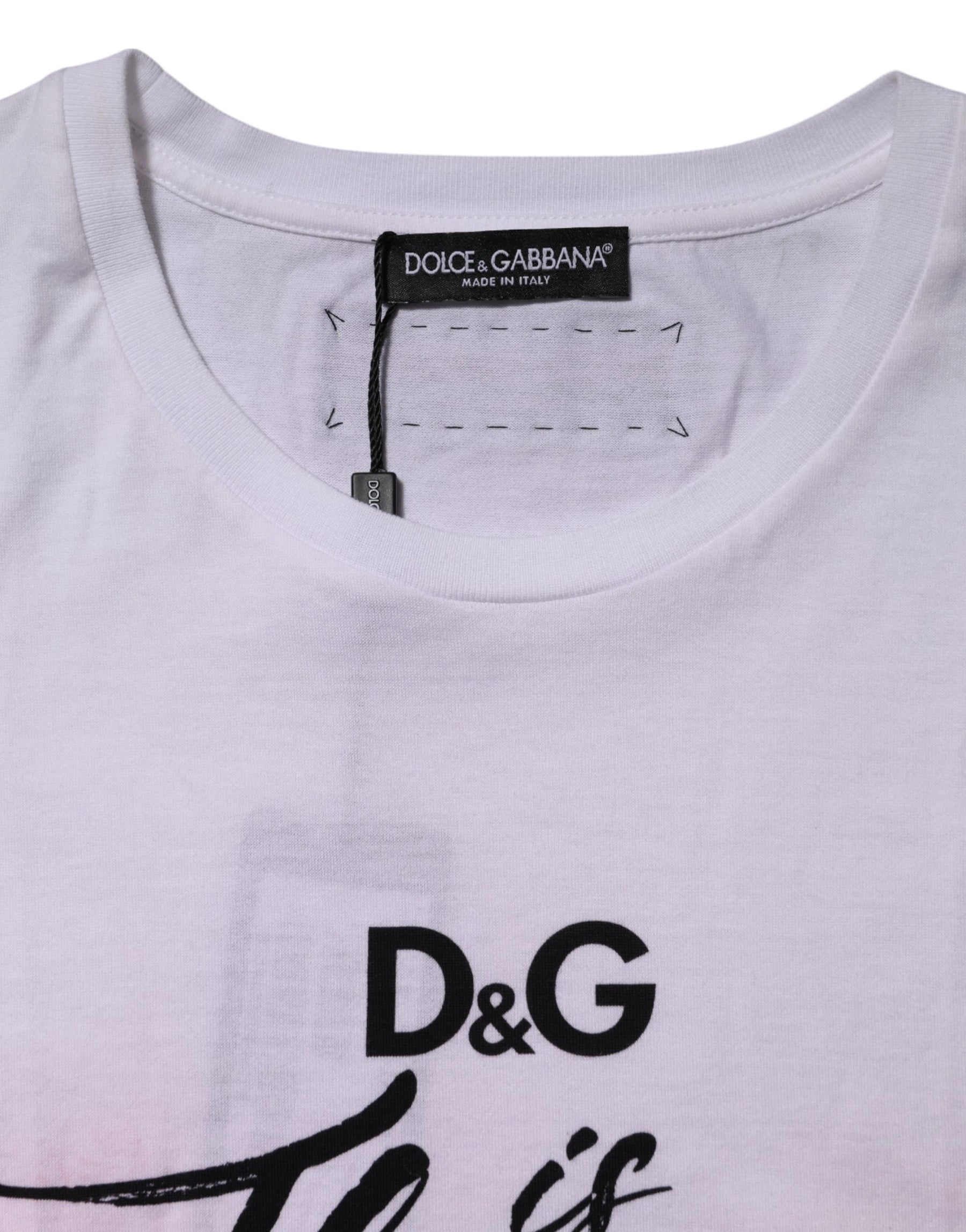 Dolce & Gabbana White D&G Is Flowers Embellished T-shirt | Regal Royce