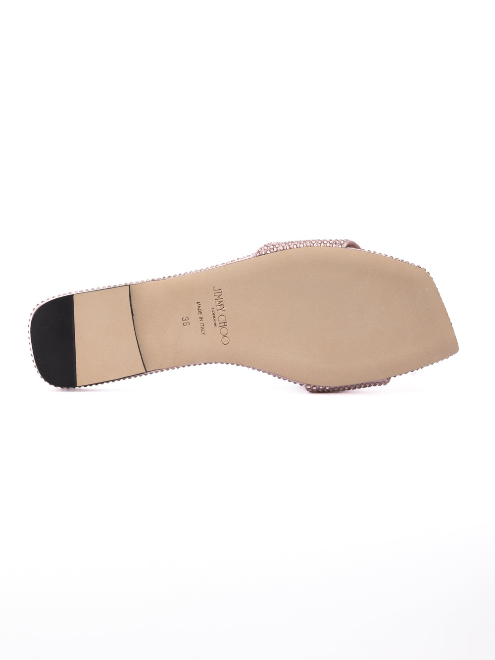 Jimmy Choo Pink Satin Crystal Clovis Flat | Regal Royce
